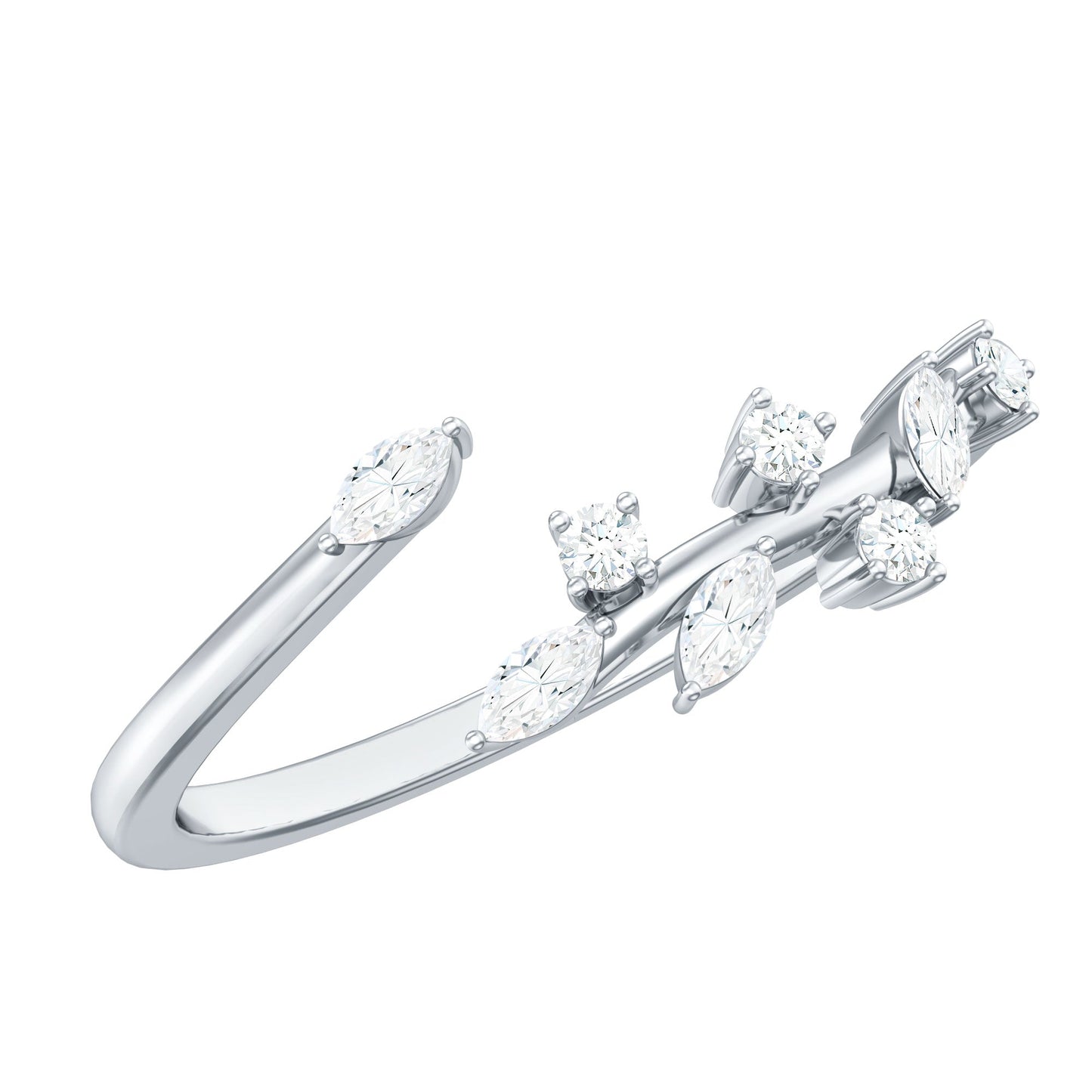 Marquise and Round Shape Natural Diamond Wrap Ring