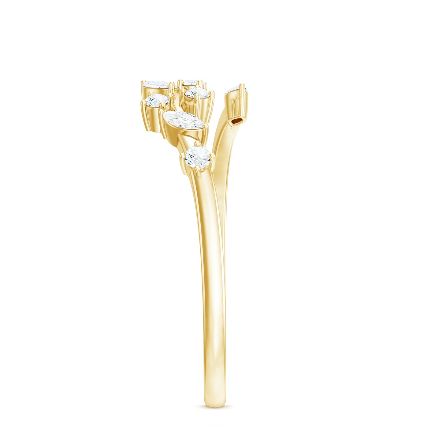 Marquise and Round Shape Natural Diamond Wrap Ring