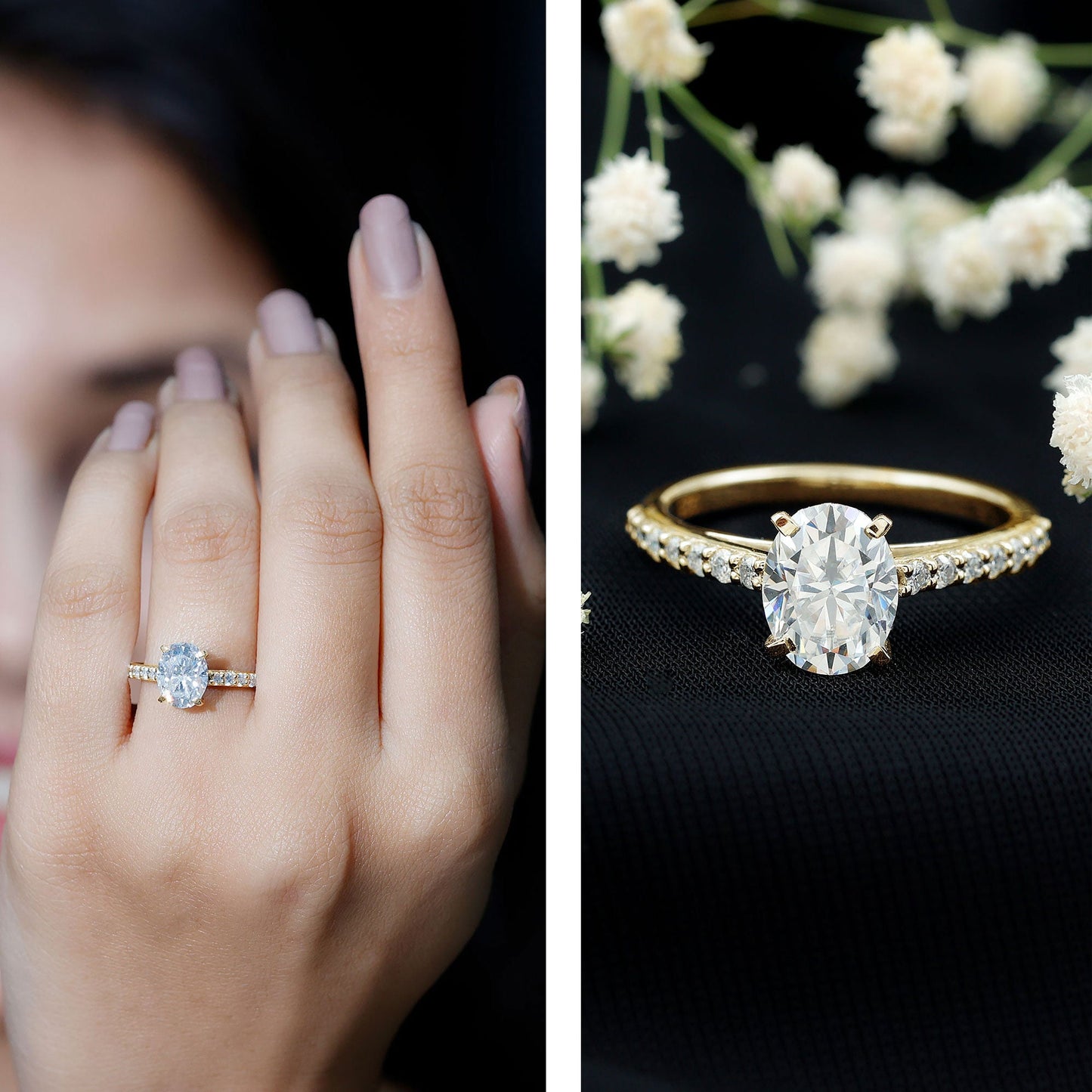 Brilliant Cut Moissanite Oval Engagement Ring