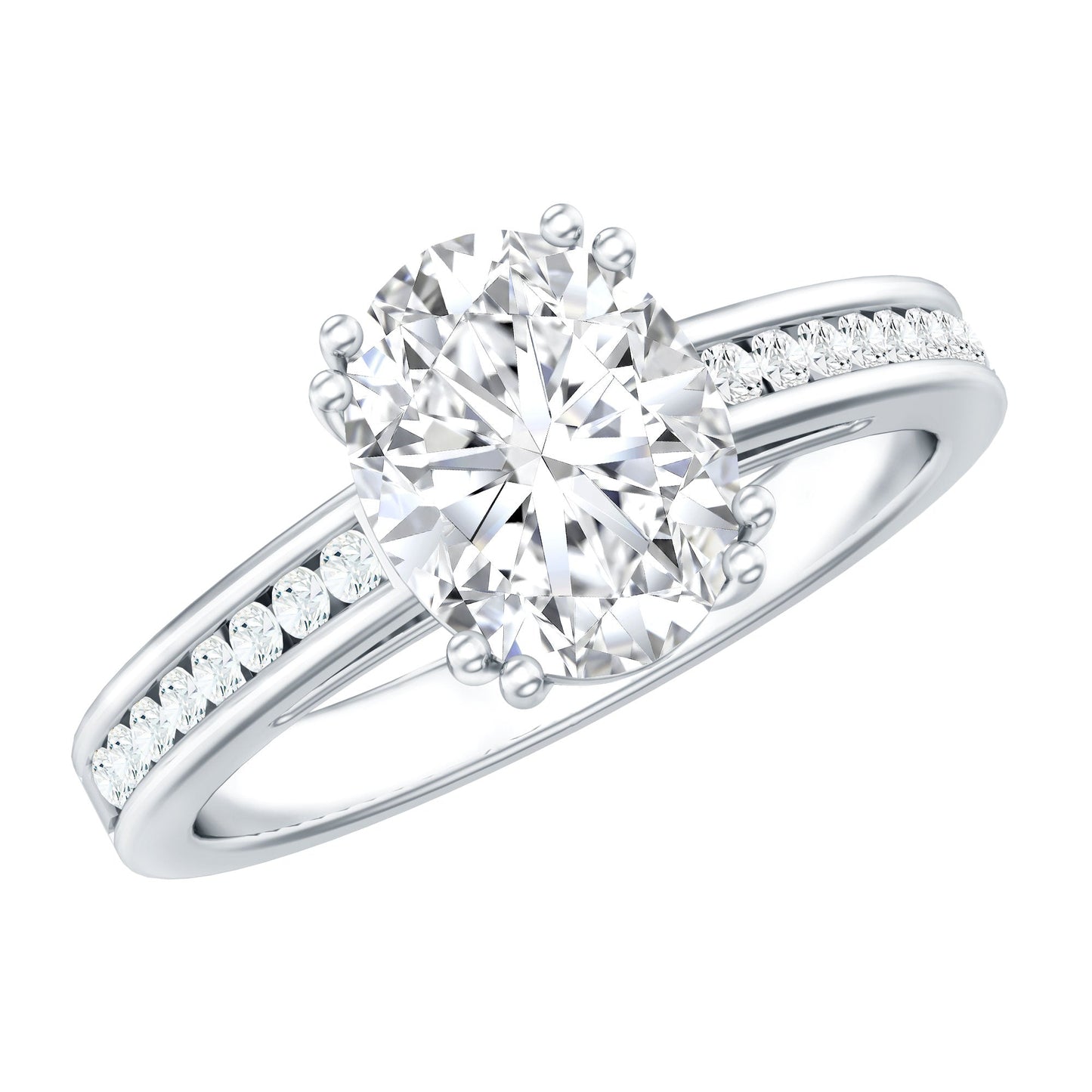 Certified Moissanite Oblong Engagement Ring in Double Prong Setting