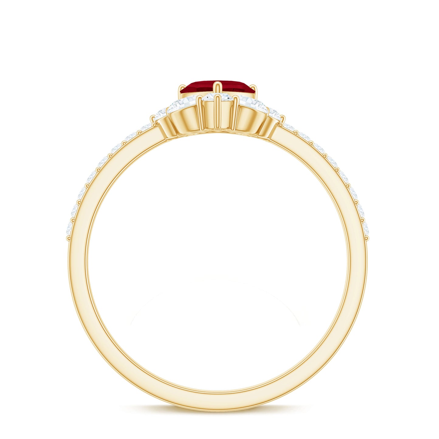Natural 0.6 Carat Ruby Heart Promise Ring with Diamond for Women