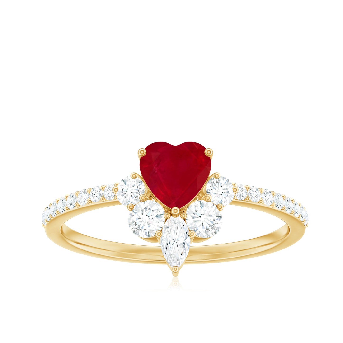 Natural 0.6 Carat Ruby Heart Promise Ring with Diamond for Women