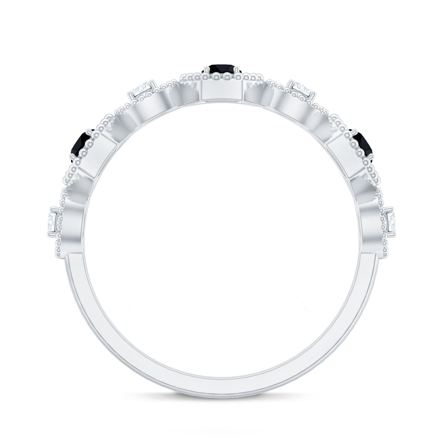 Certified Lab Grown Black and White Diamond Half Eternity Ring