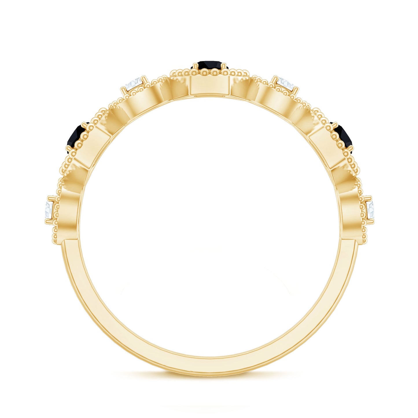 Certified Lab Grown Black and White Diamond Half Eternity Ring