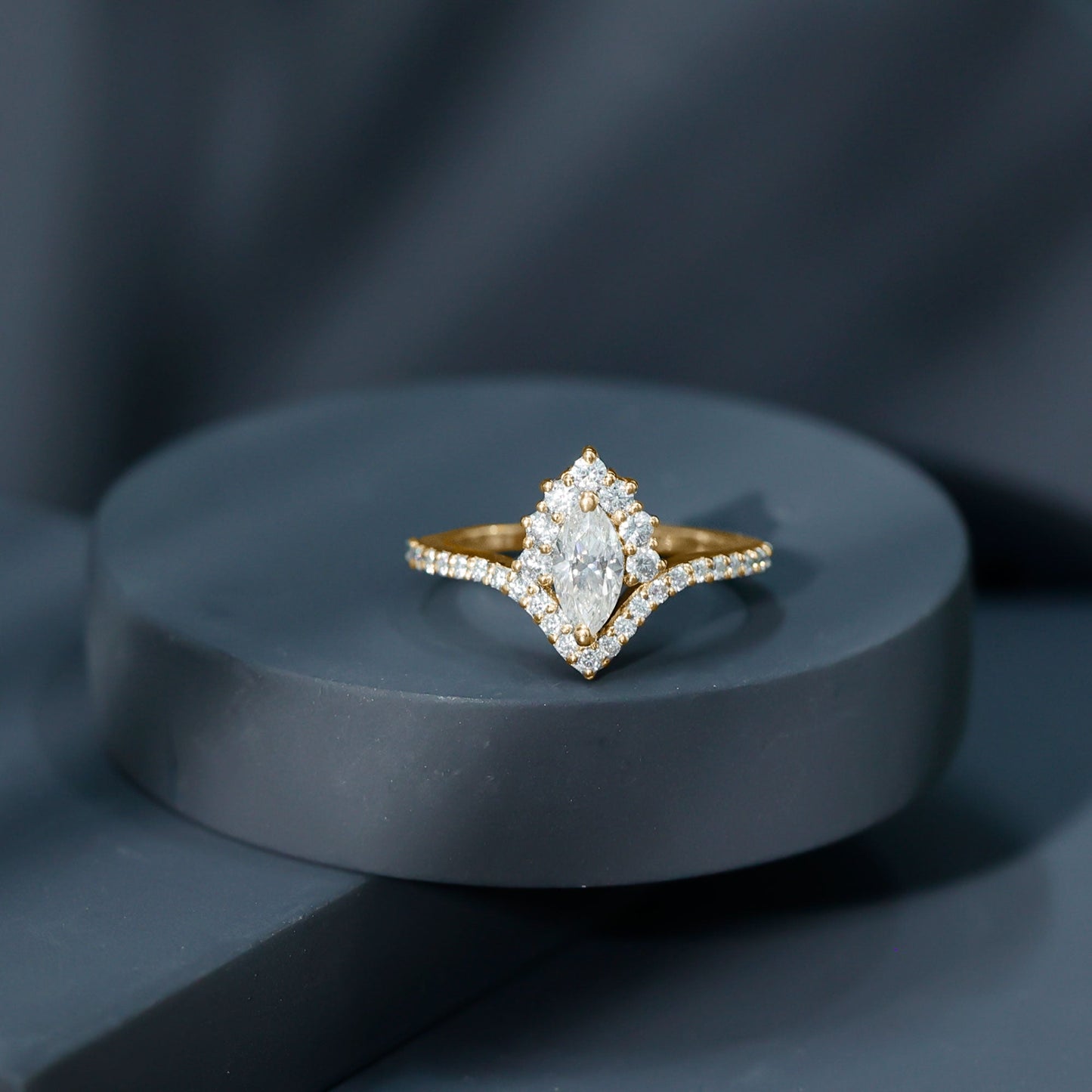 Marquise Cut Moissanite Designer Engagement Ring