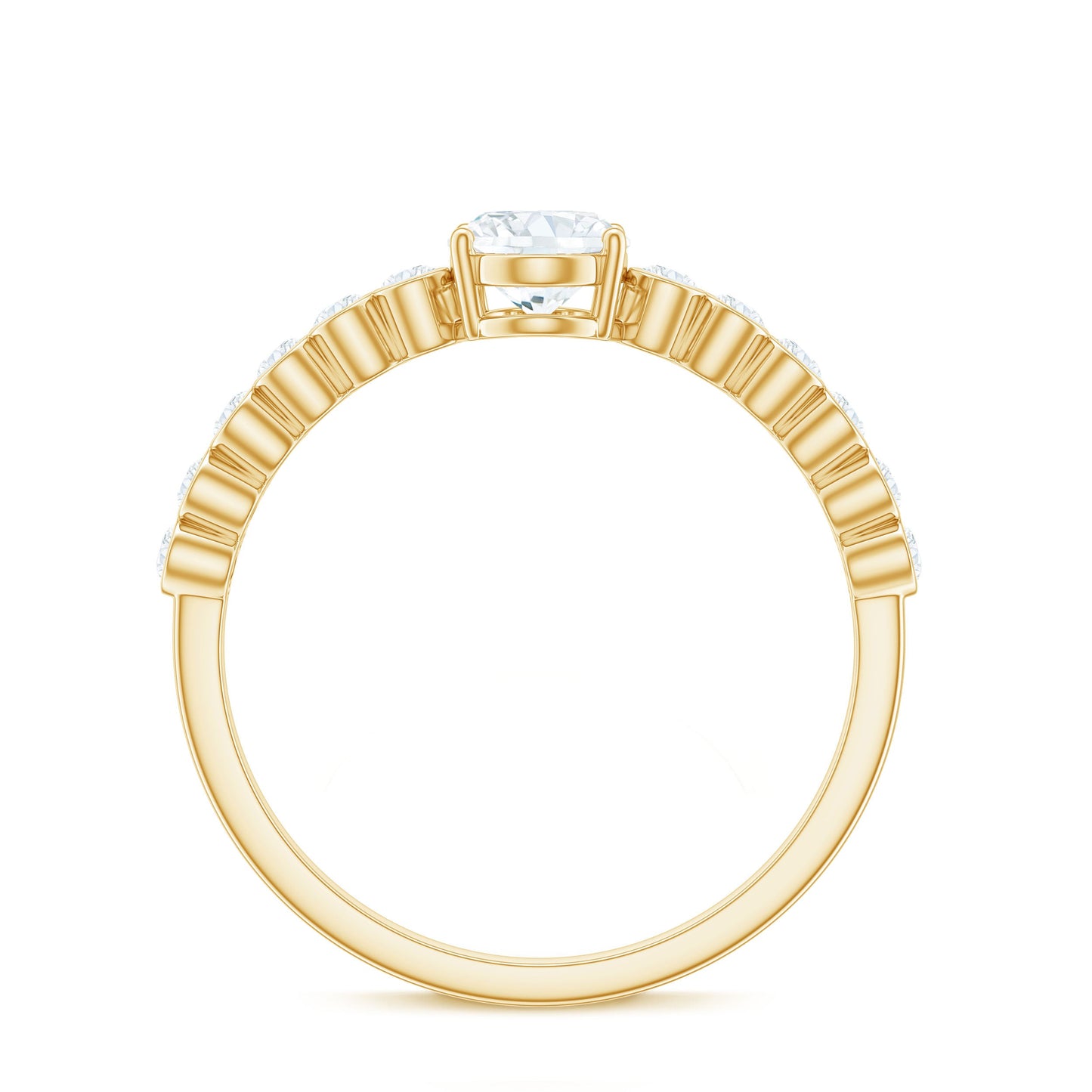 Oval Cut Moissanite Engagement Ring with Side Stones