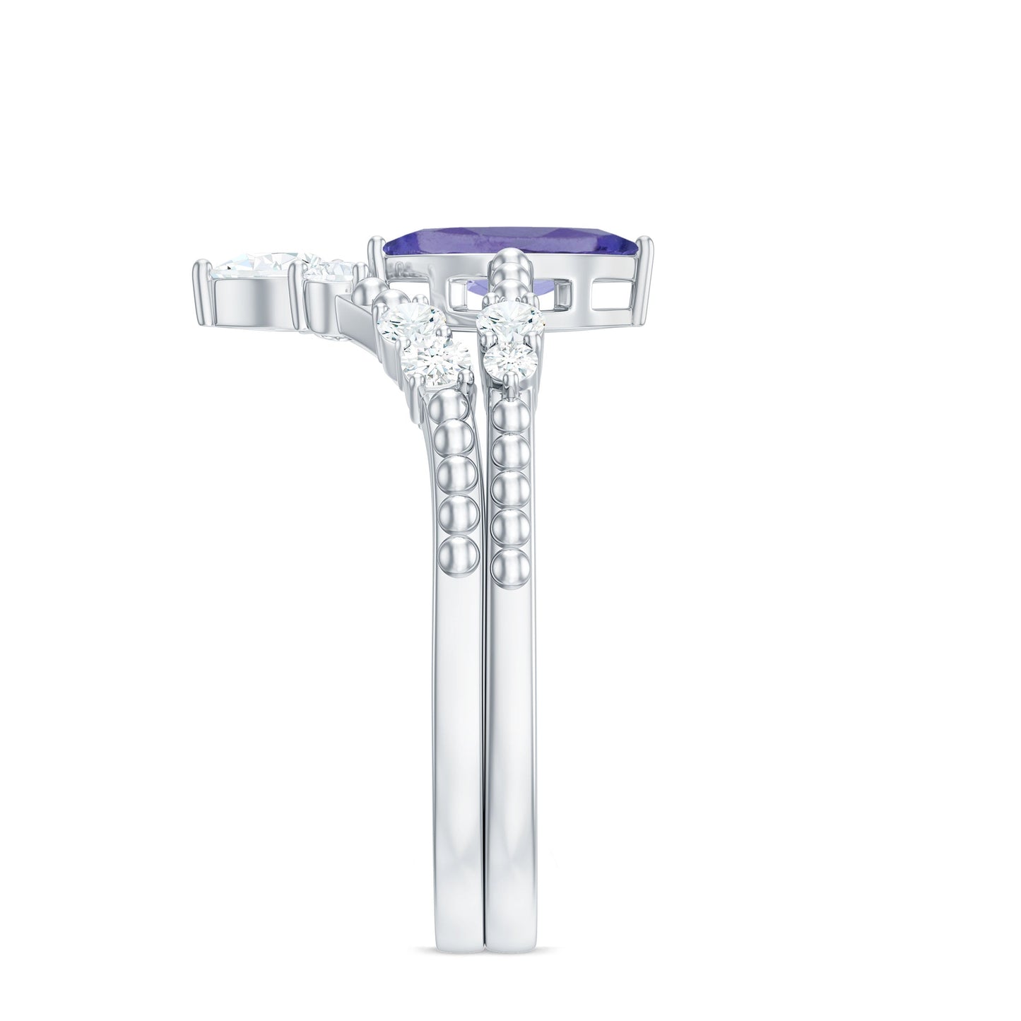 Natural Marquise Tanzanite Diamond Engagement Ring Set