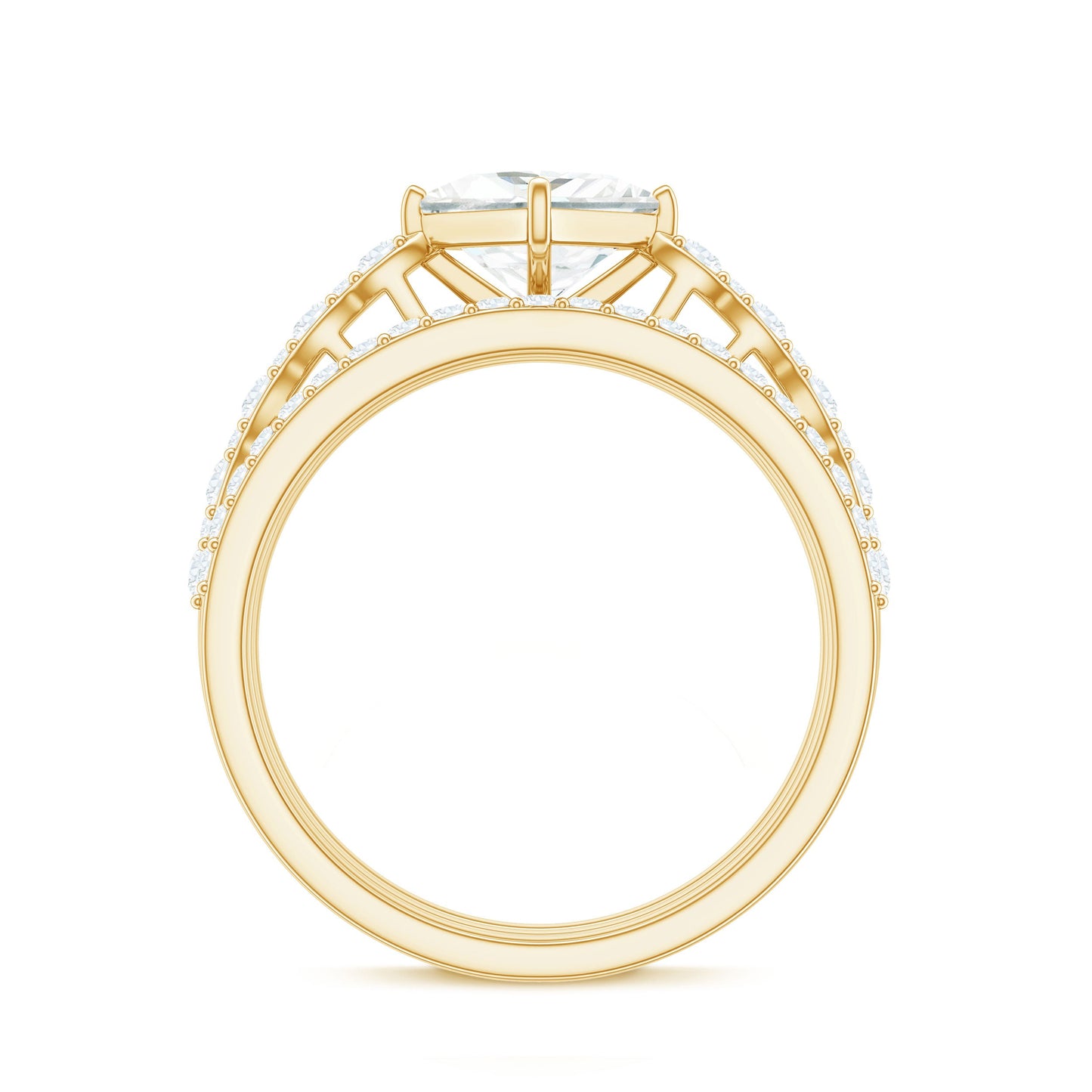 1.25 Carat Princess Cut Moissanite 3 Piece Bridal Ring Set