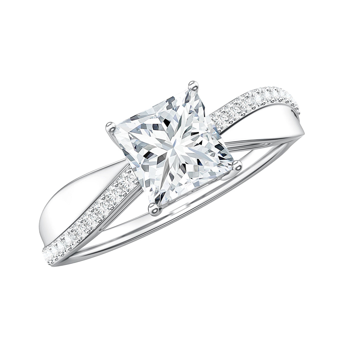 Solitaire Moissanite Princess Cut Engagement Ring