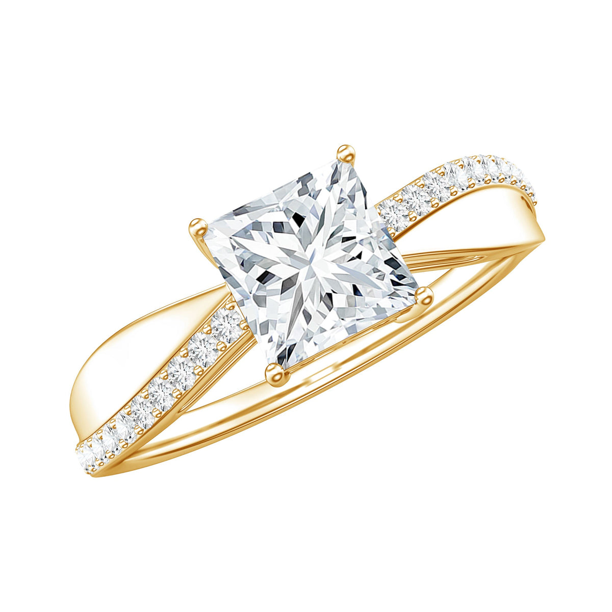 Solitaire Moissanite Princess Cut Engagement Ring