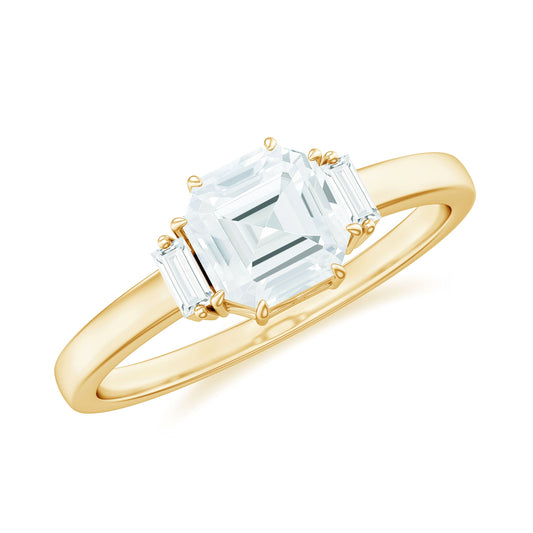 Asscher Cut Moissanite Engagement Ring with Certificate