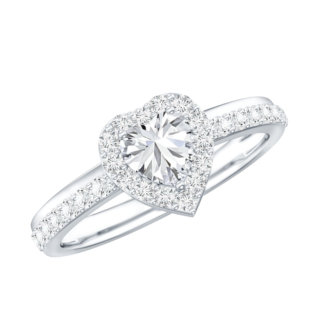 Heart Shape Moissanite Engagement Ring with Halo