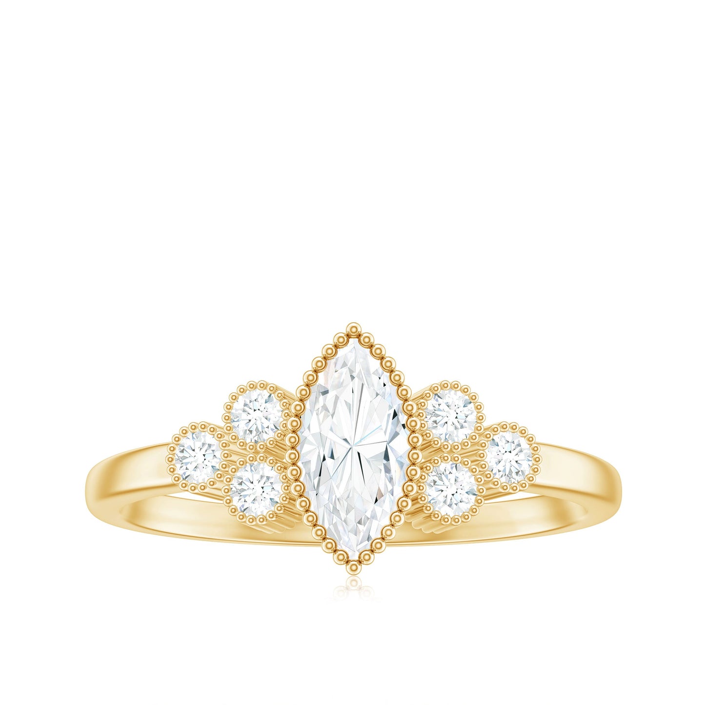 Marquise Moissanite Engagement Ring with Trios