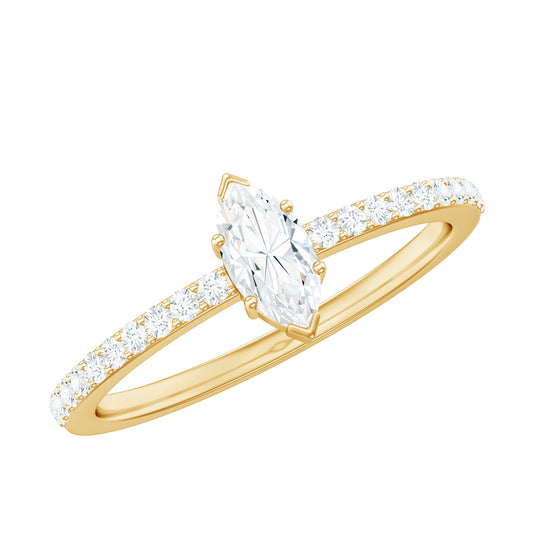 Marquise Cut Moissanite Solitaire Promise Ring for Women