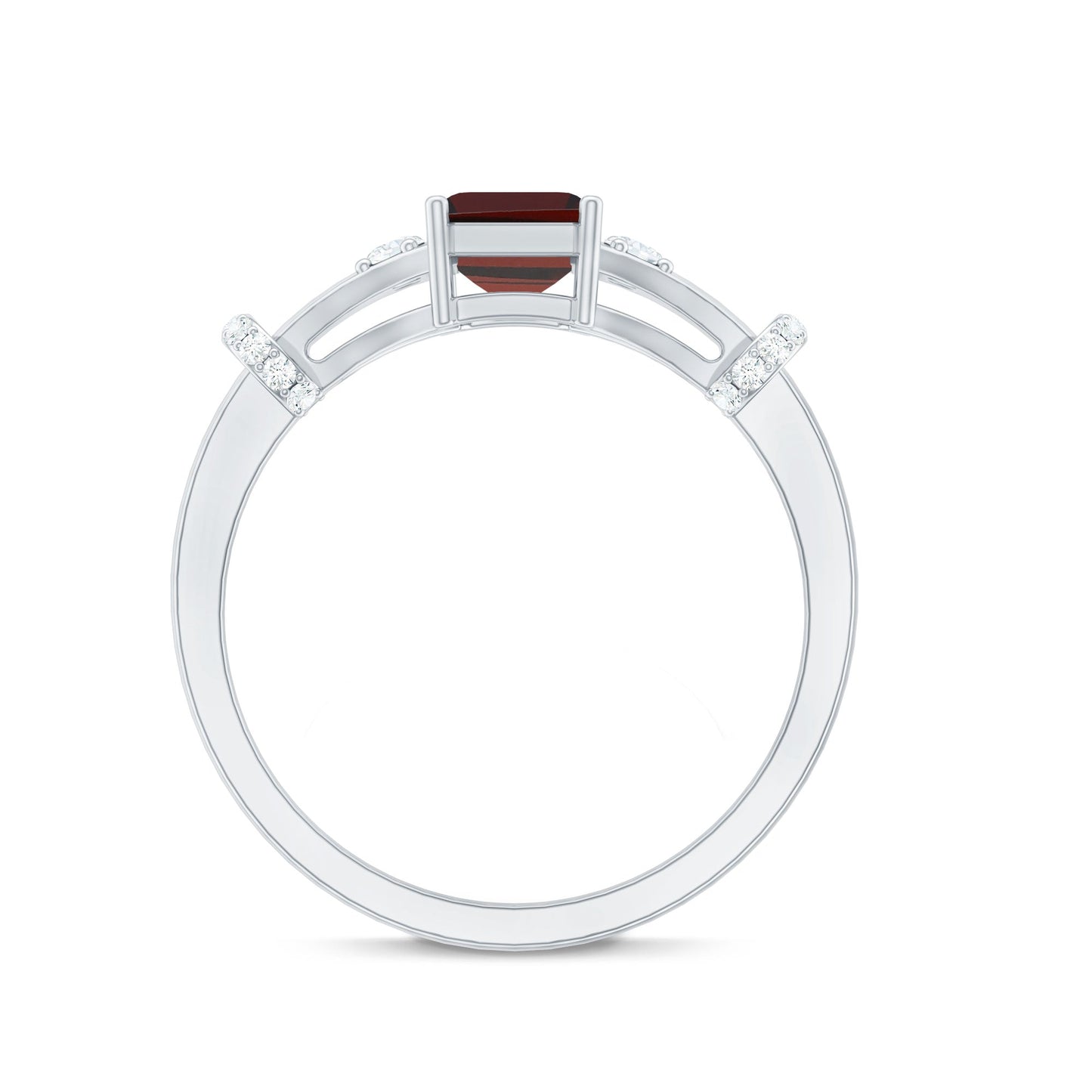 Real 2 Carat Garnet Designer Engagement Ring with Diamond