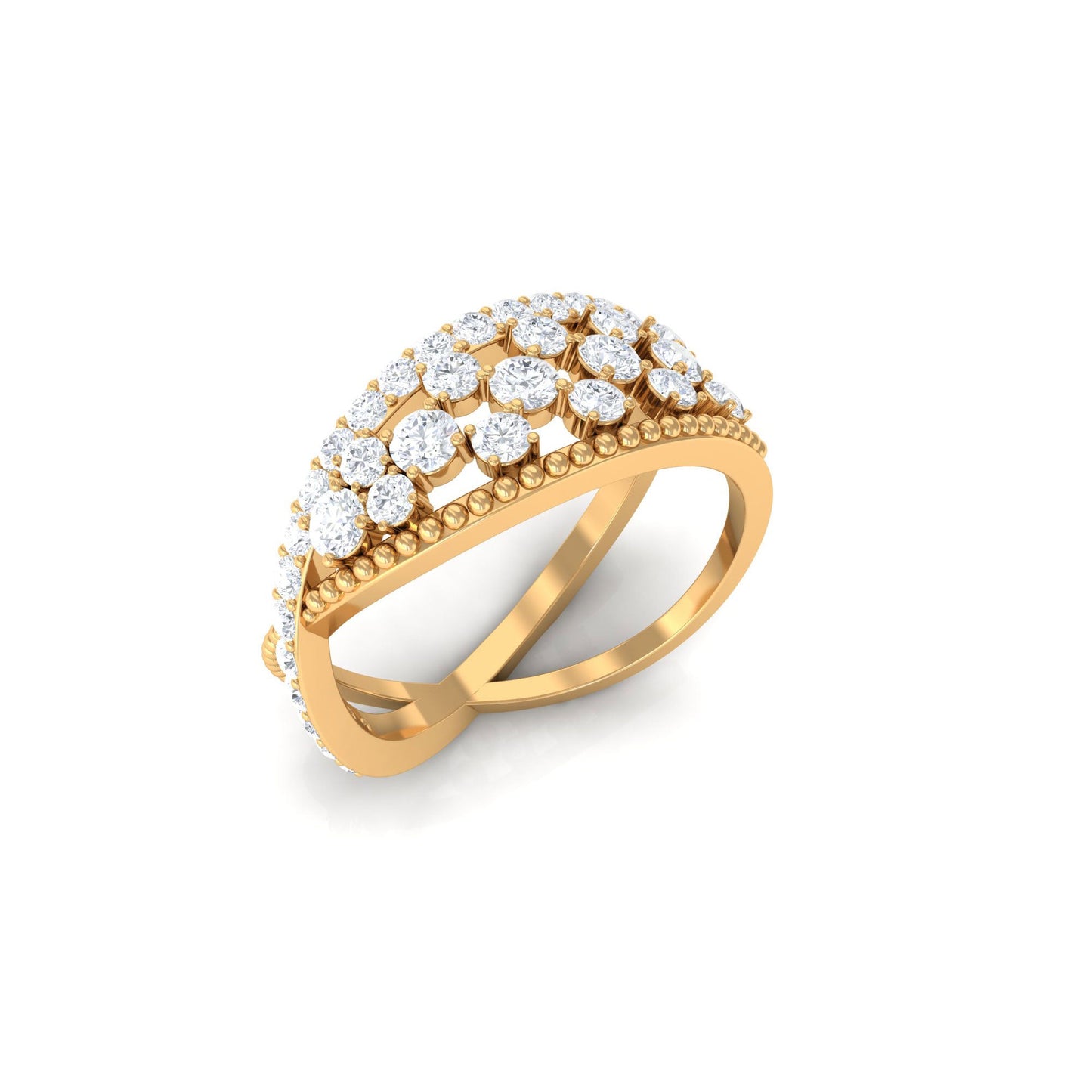 Designer Diamond Band Ring with Criss Cross Shank