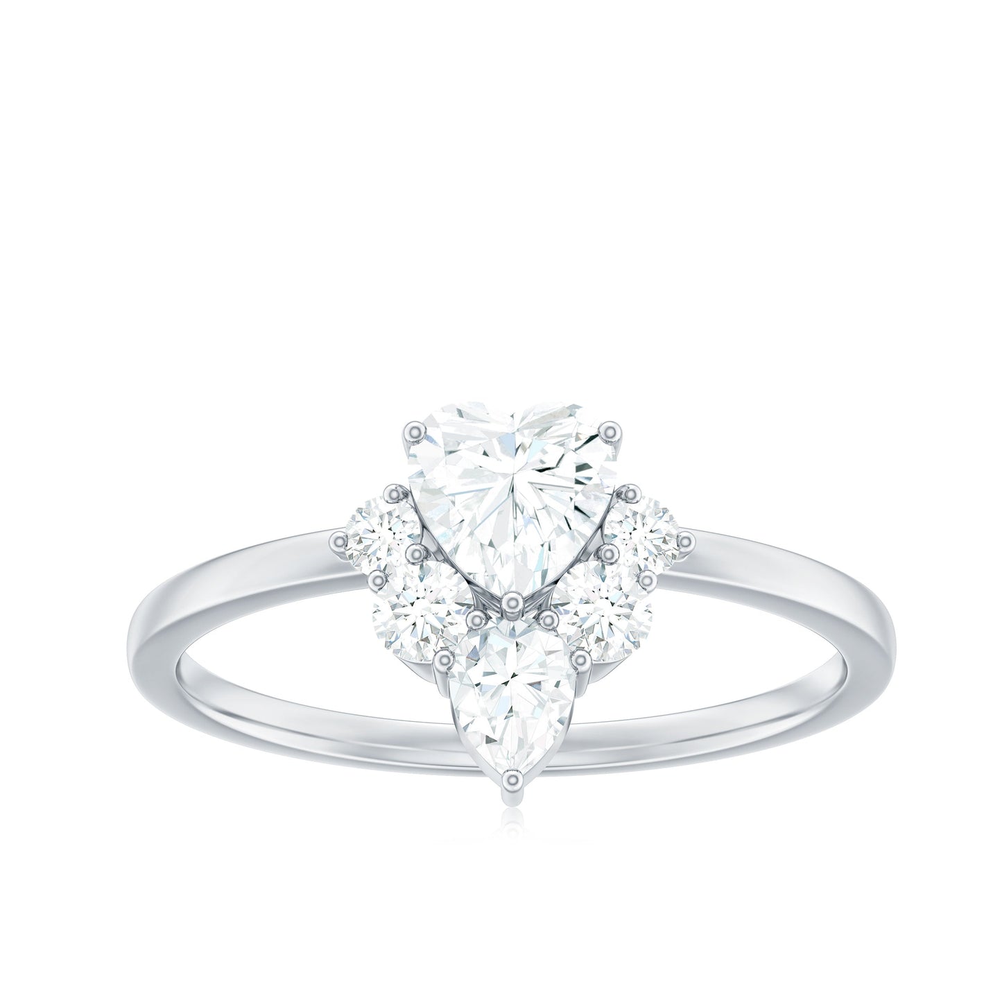 Certified Moissanite Heart Promise Ring with Accent