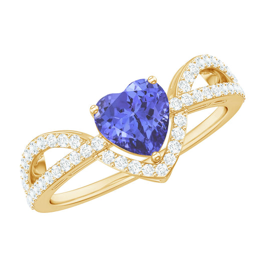 Heart Shape Tanzanite and Diamond Designer Engagement Ring