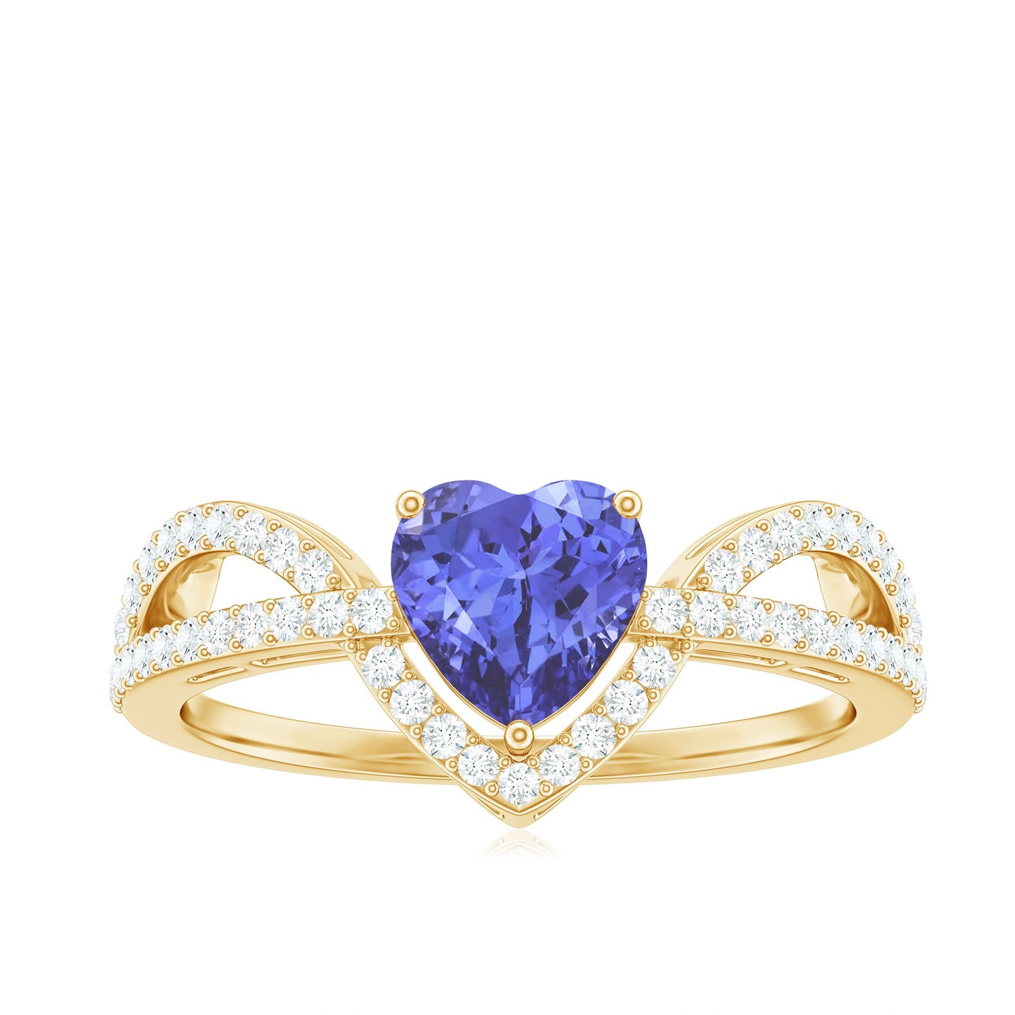 Heart Shape Tanzanite and Diamond Designer Engagement Ring