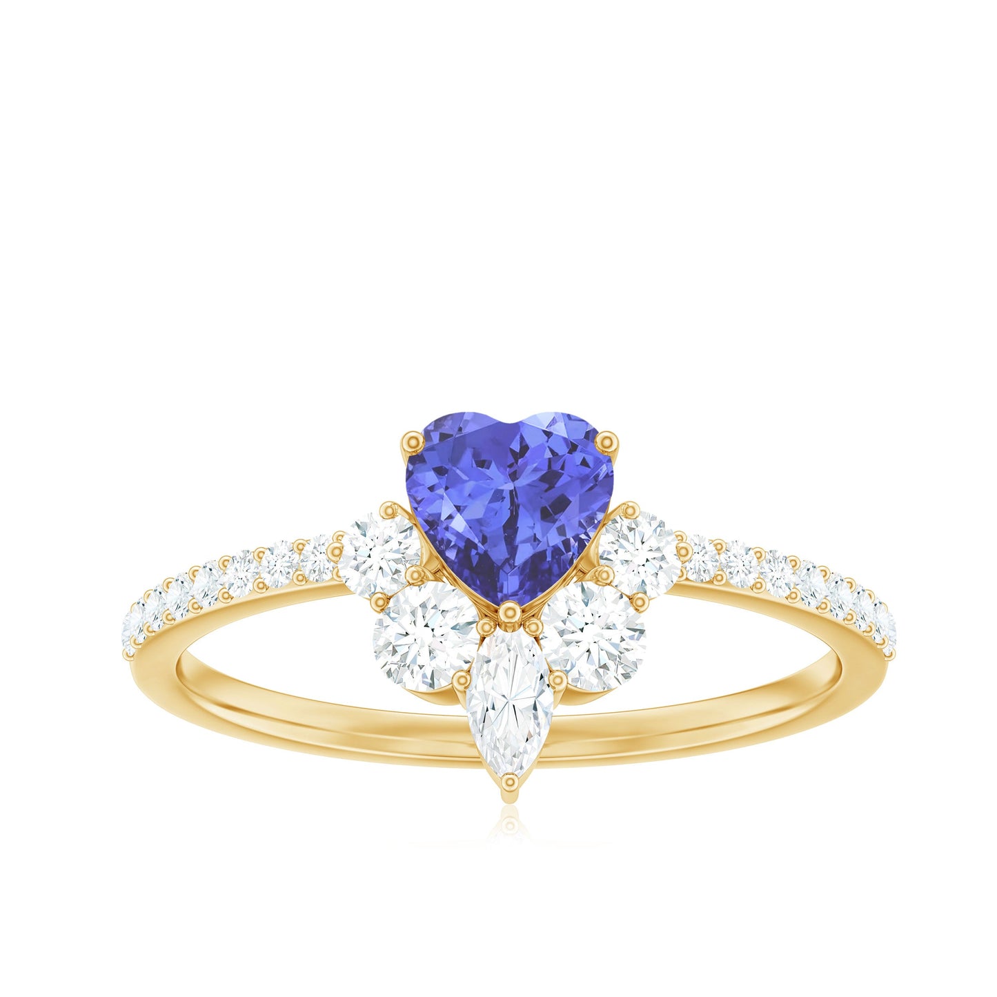 Natural Tanzanite Diamond Heart Promise Ring for Engagement