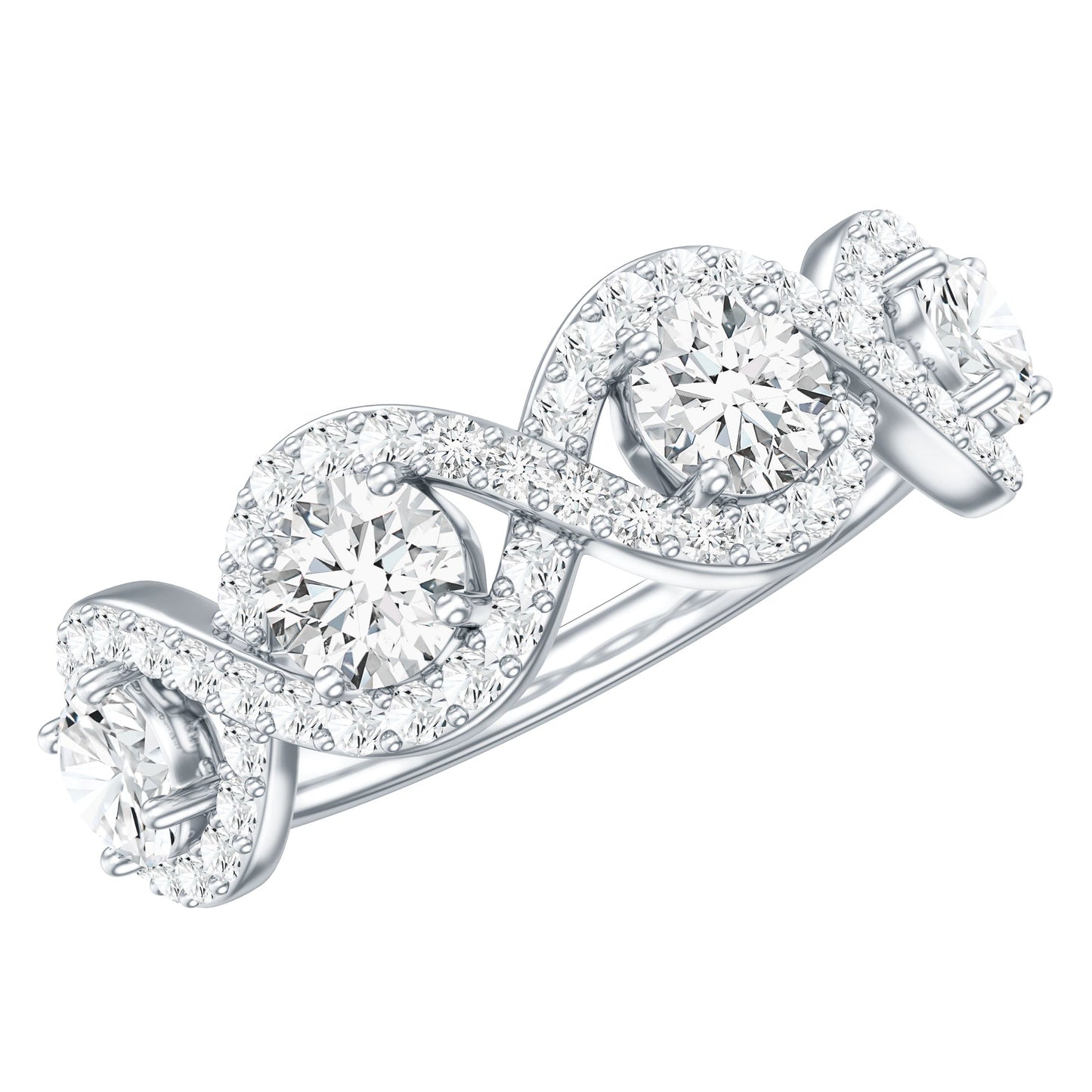 Round Moissanite Infinity Wedding Band Ring