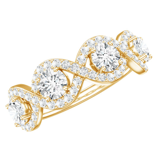 Round Moissanite Infinity Wedding Band Ring