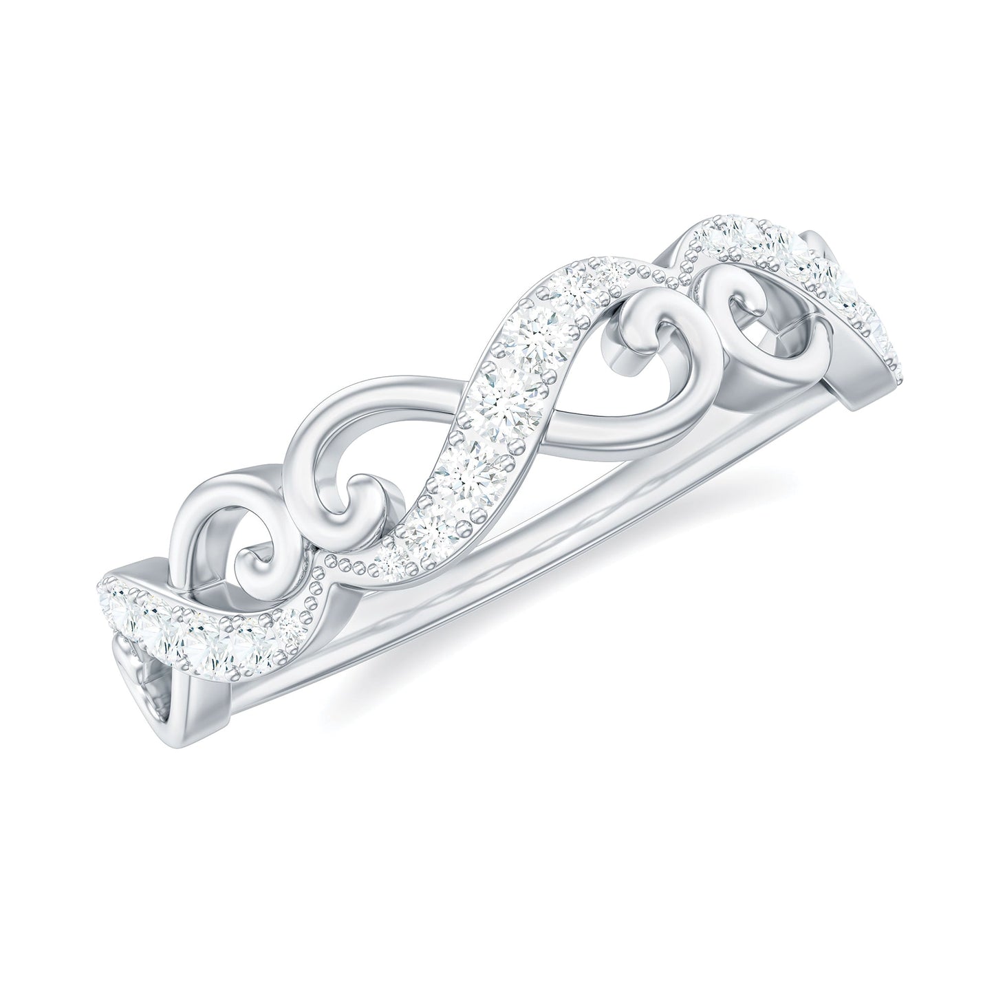 Vintage Inspired Moissanite Infinity Wedding Band Ring