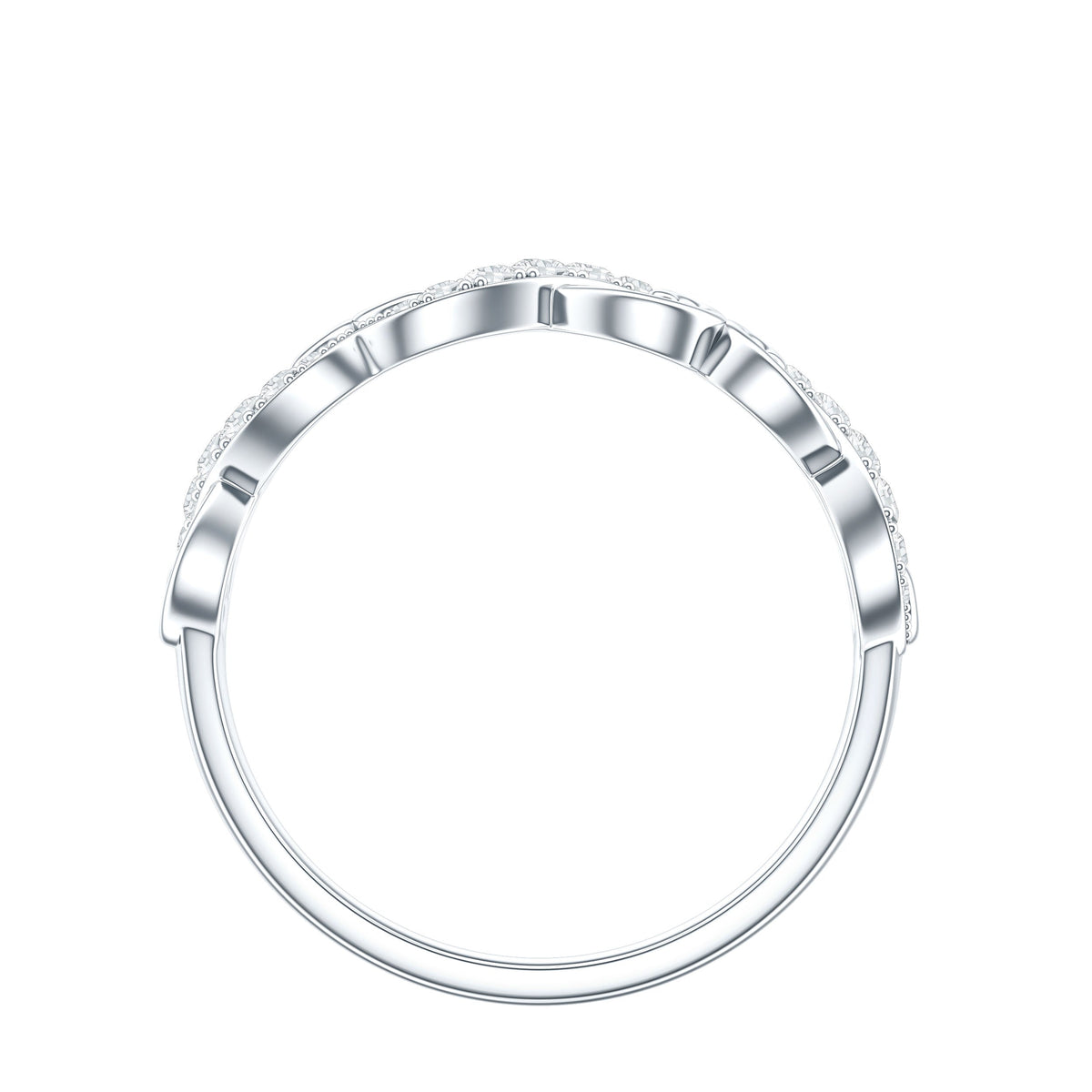Vintage Inspired Moissanite Infinity Wedding Band Ring