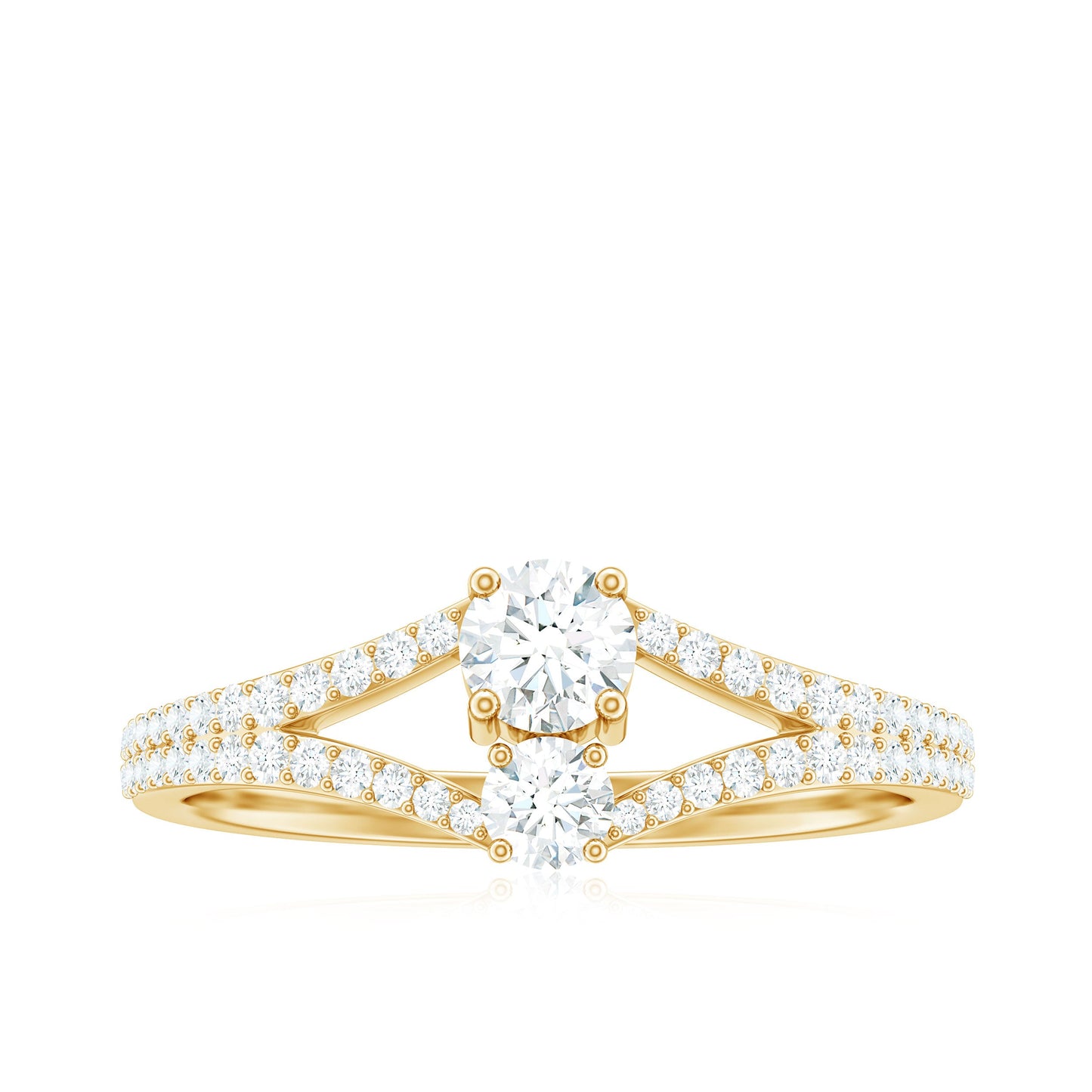 Moissanite Toi et Moi Engagement Ring with Split Shank