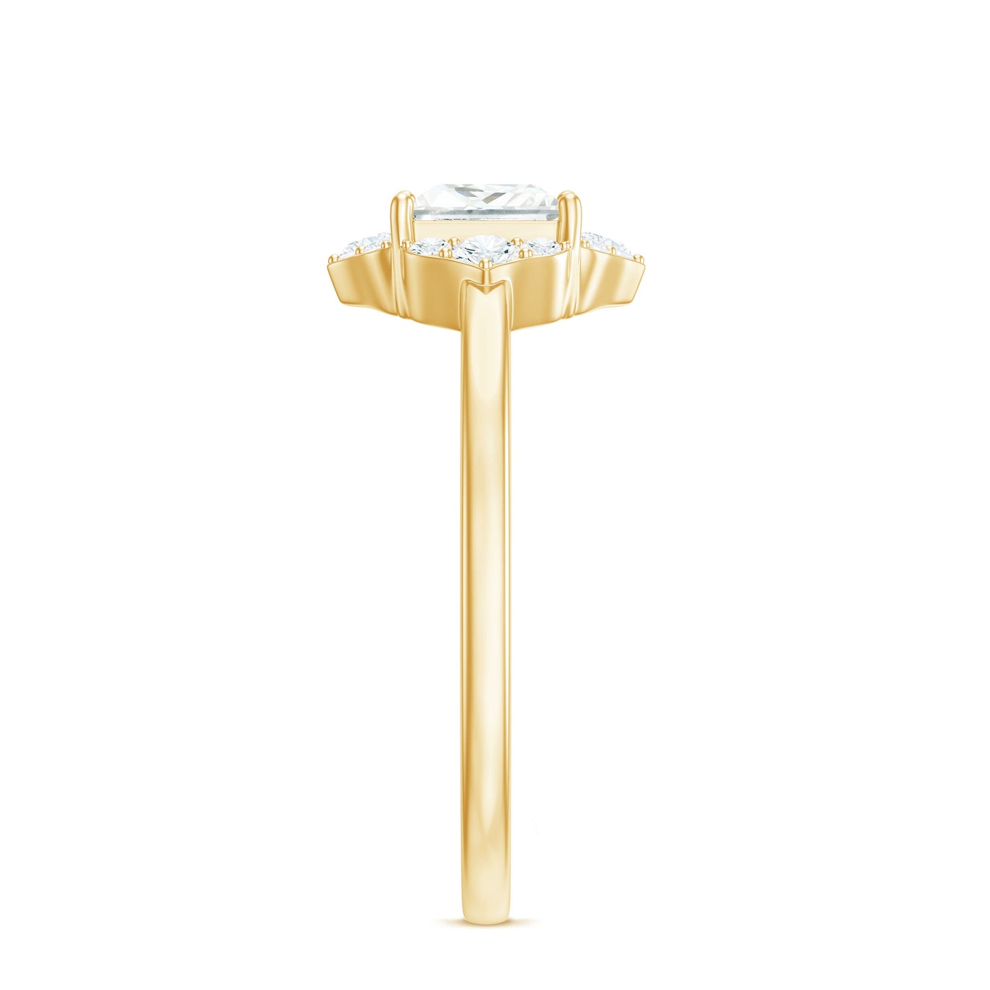 Princess Cut Moissanite Floral Engagement Ring for Women