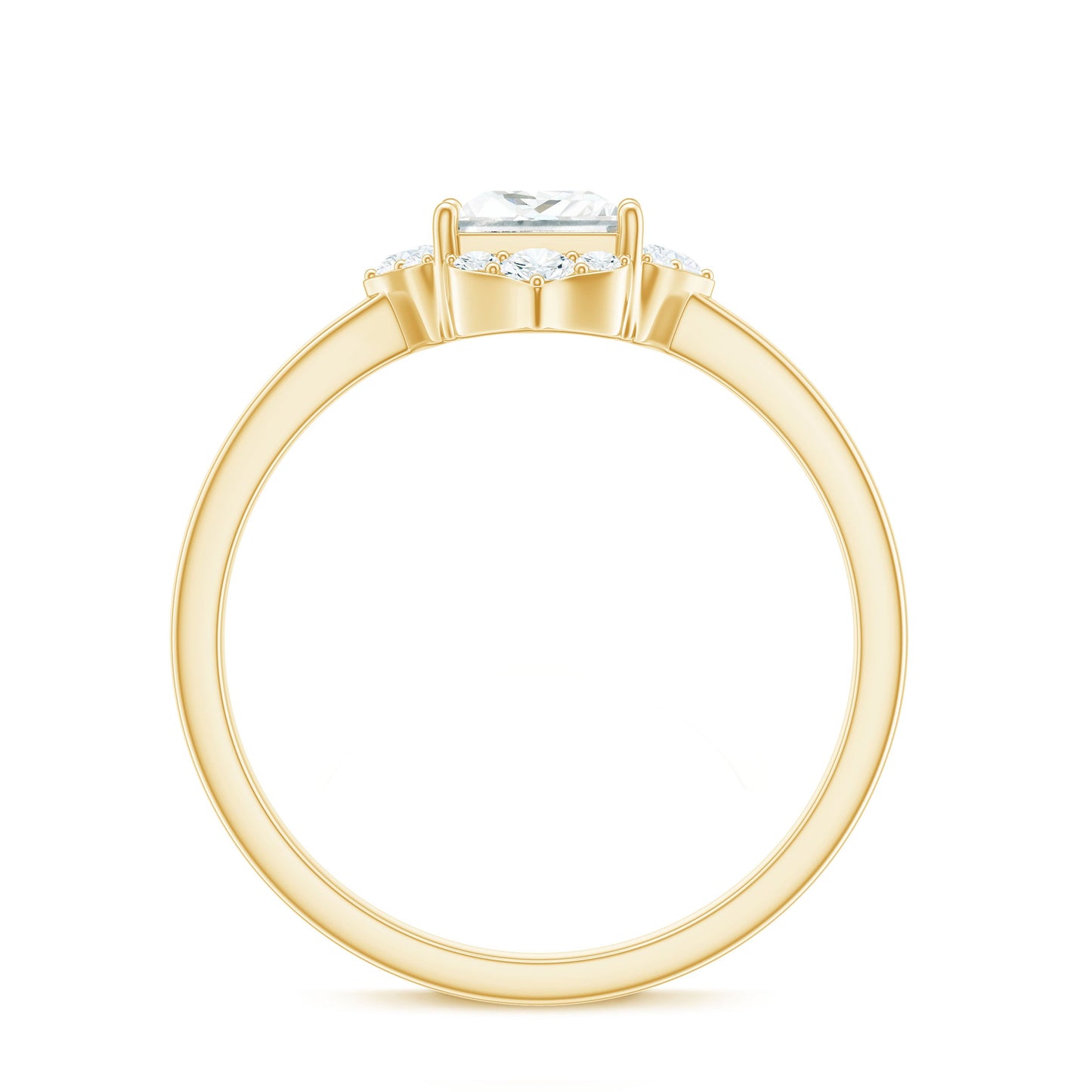 Princess Cut Moissanite Floral Engagement Ring for Women