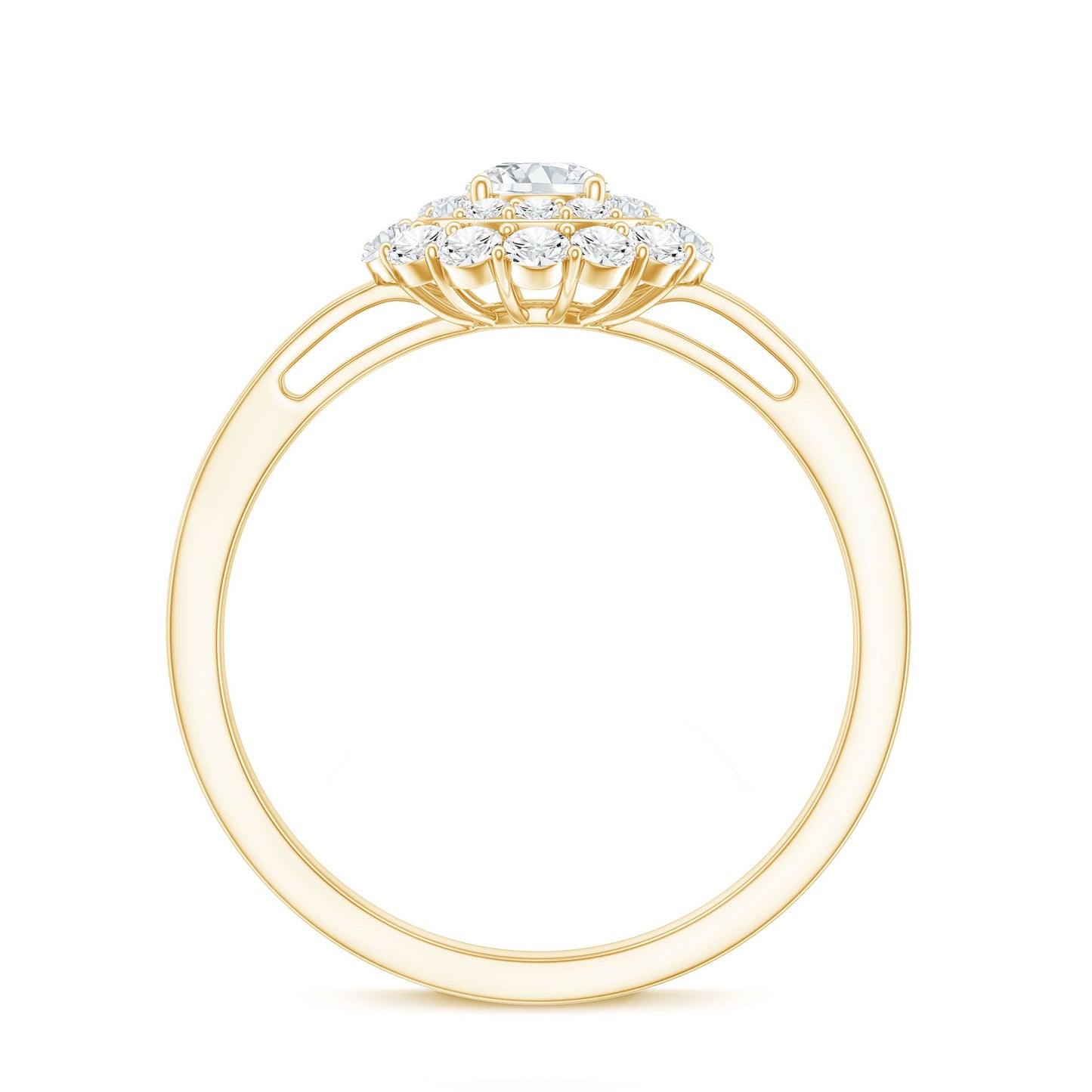 Certified Round Moissanite Double Halo Engagement Ring