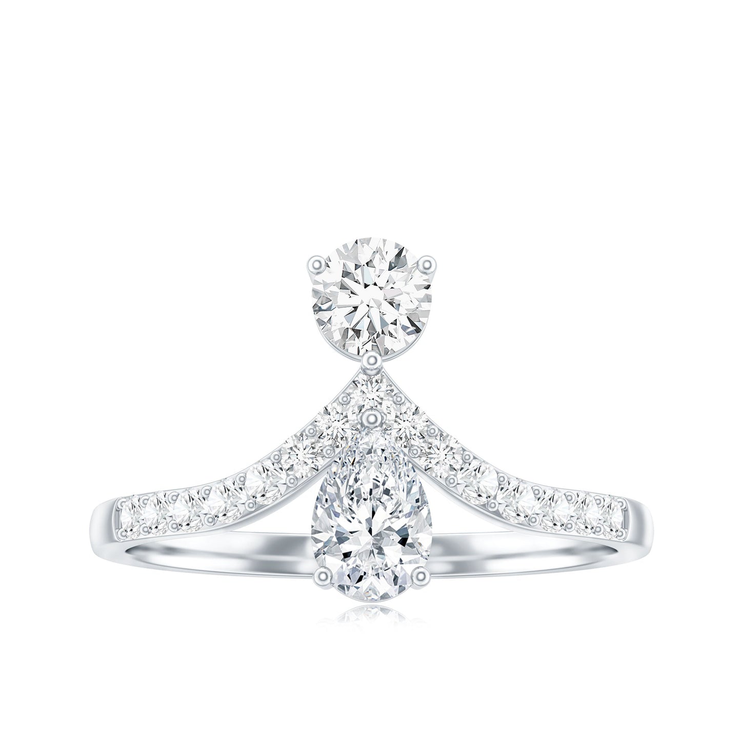 Pear and Round Cut Moissanite Toi et Moi Engagement Ring