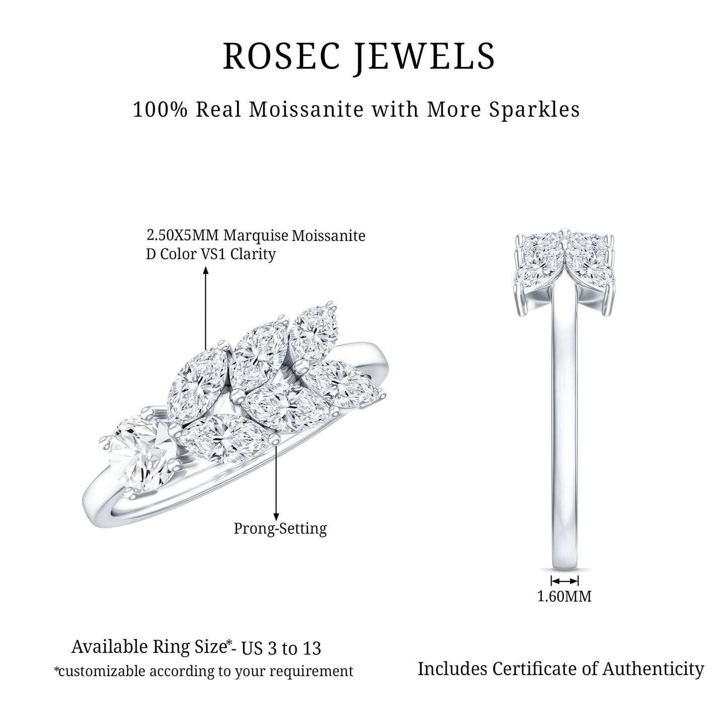 Nature Inspired Moissanite Anniversary Ring for Women