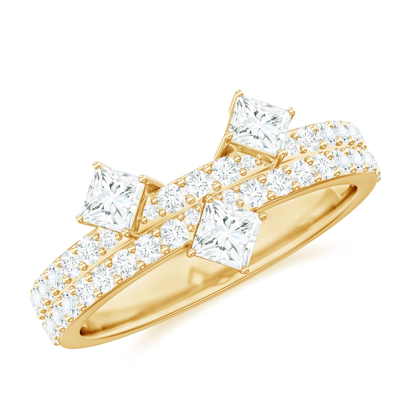 Princess and Round Cut Moissanite Designer Wedding Band