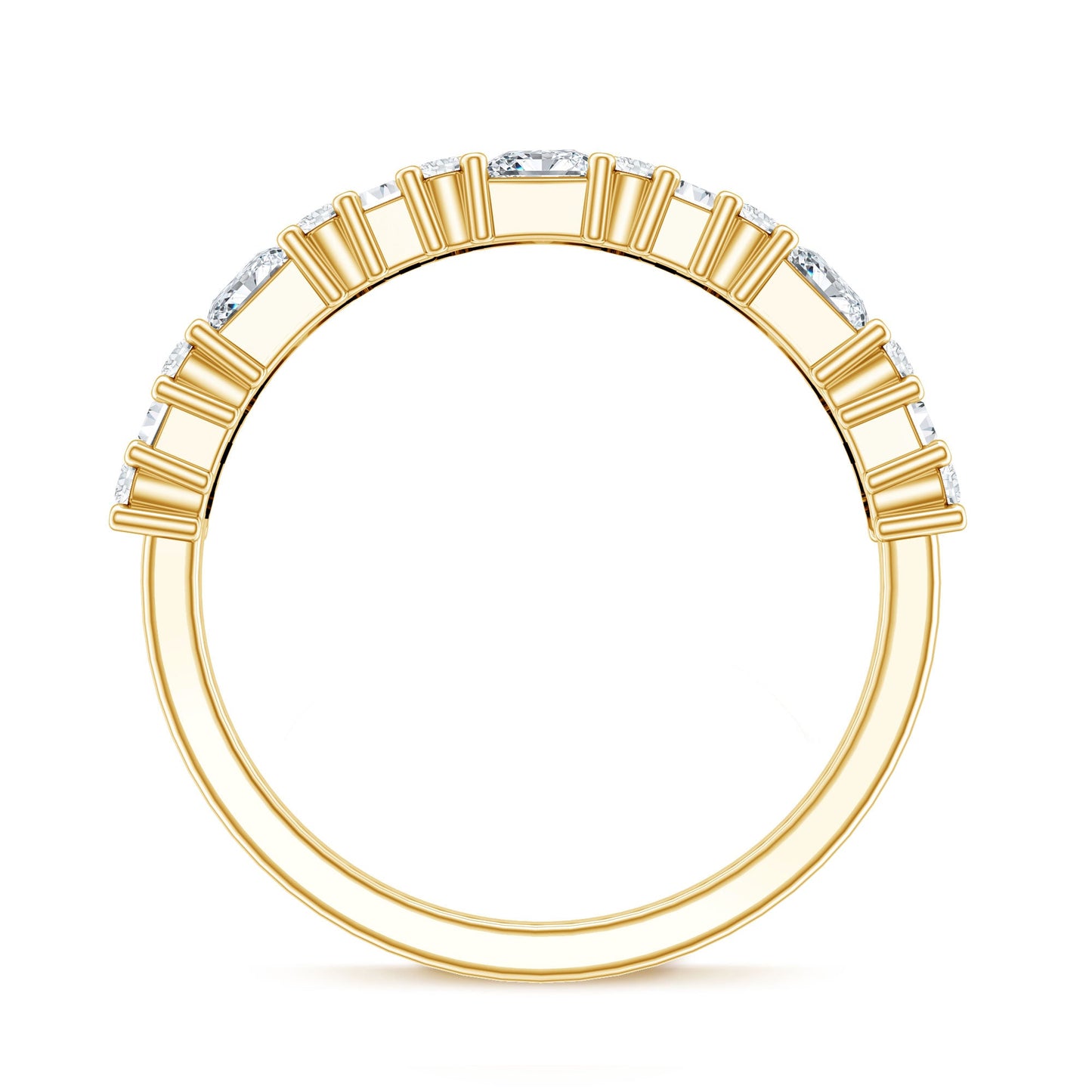 Certified Moissanite Half Eternity Wedding Band for Women