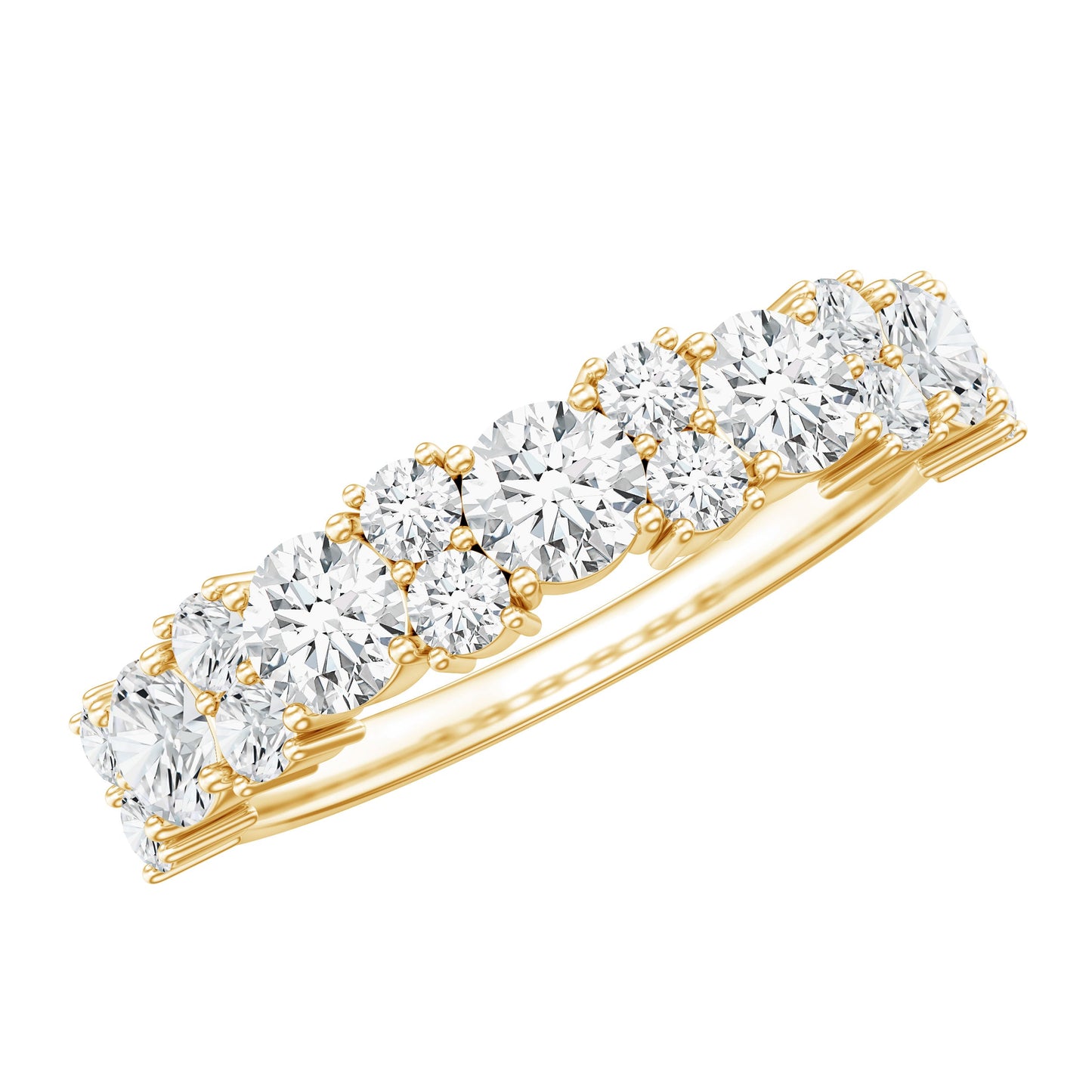 Moissanite Half Eternity Wedding Band with Certificate
