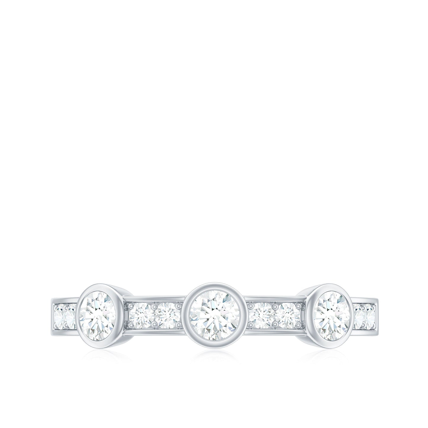 Certified Moissanite Semi Eternity Wedding Band Ring