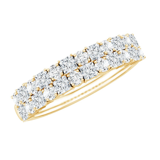 Double Row Moissanite Eternity Wedding Band