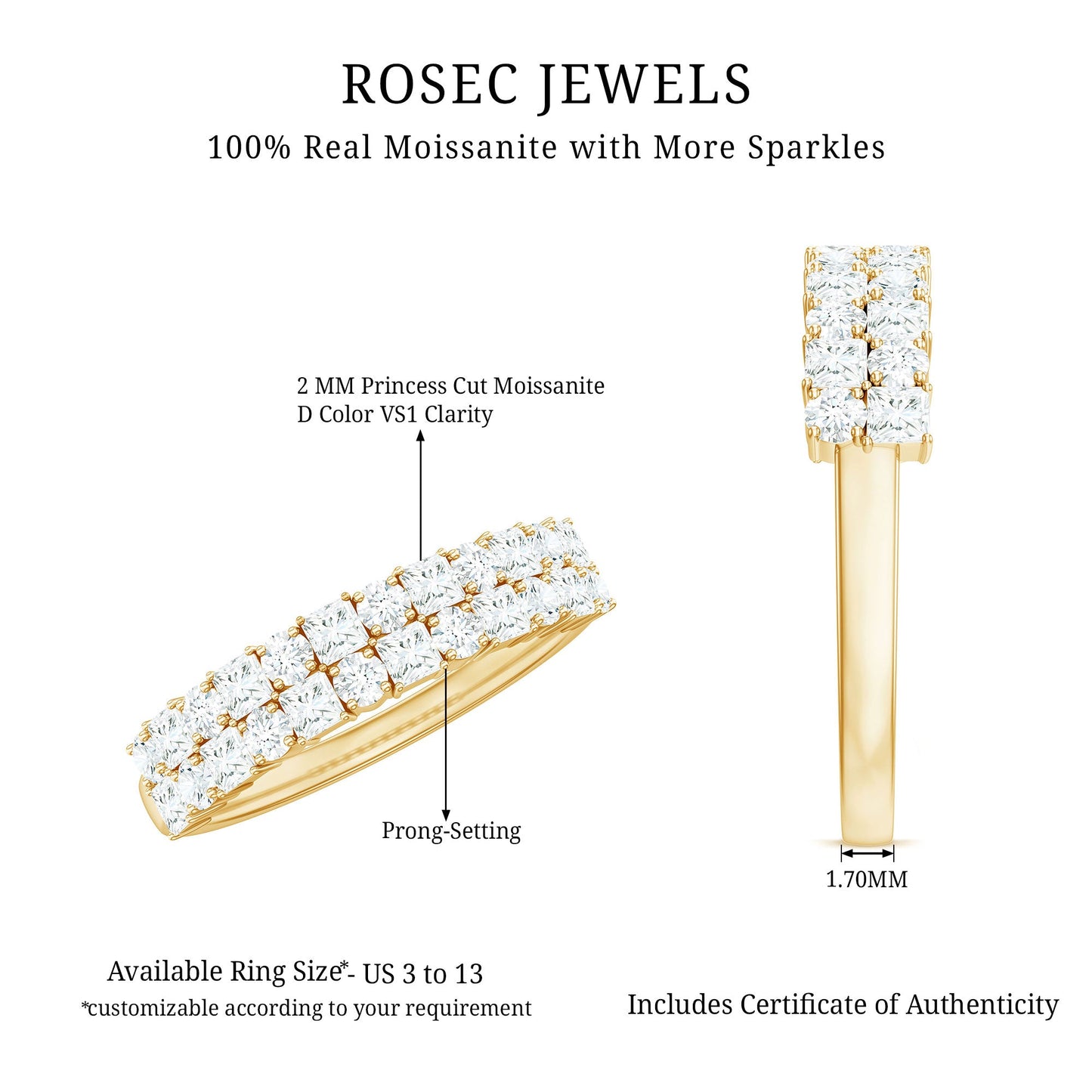Double Row Moissanite Eternity Wedding Band