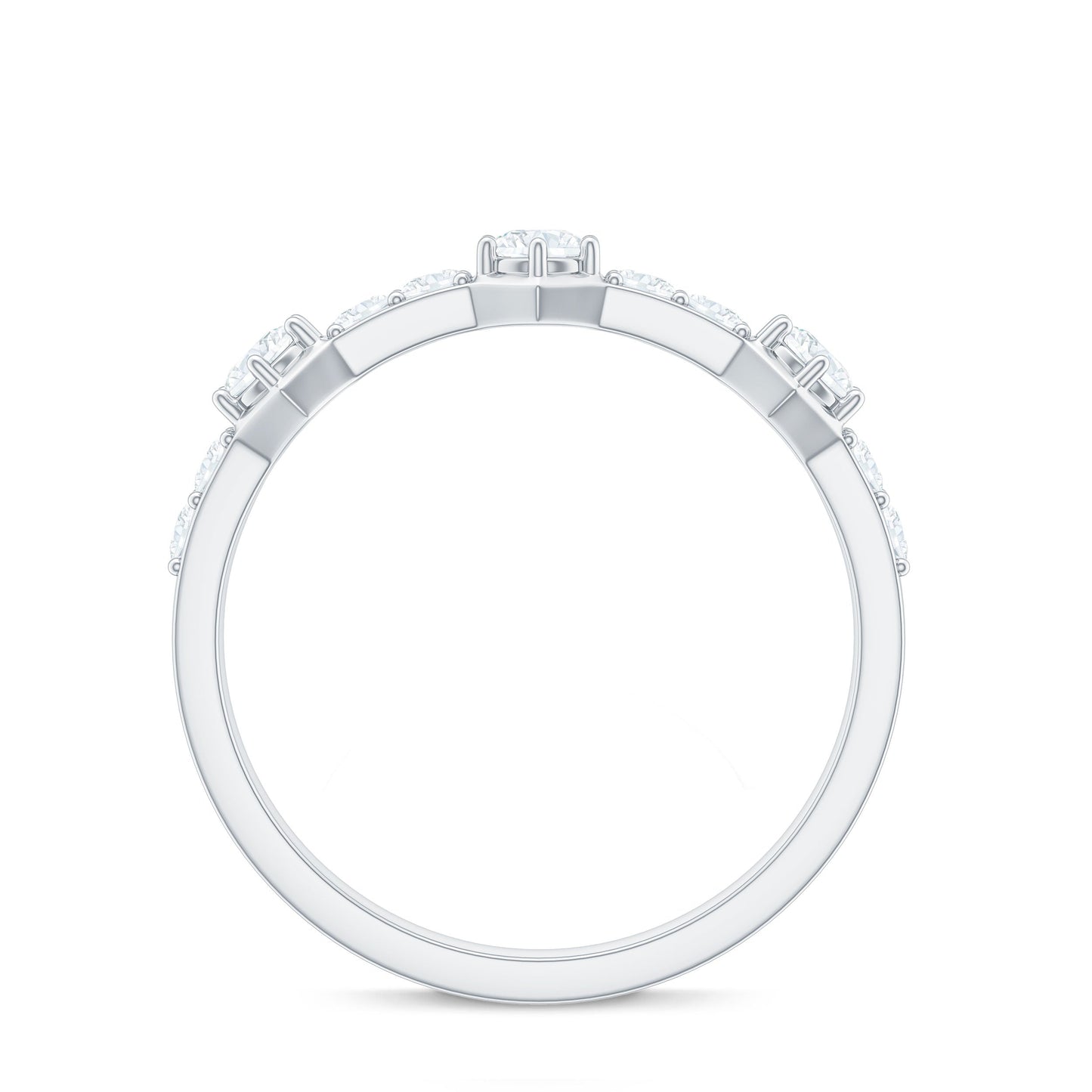 Round Cut Moissanite Half Eternity Band Ring