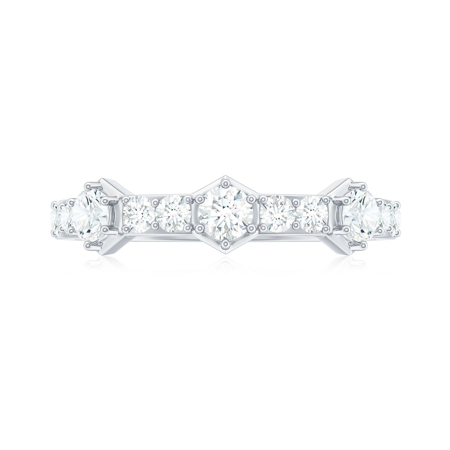 Round Cut Moissanite Half Eternity Band Ring