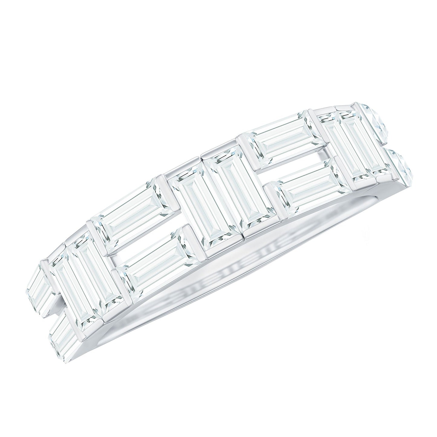 Bar Set Moissanite Baguette Wedding Band Ring