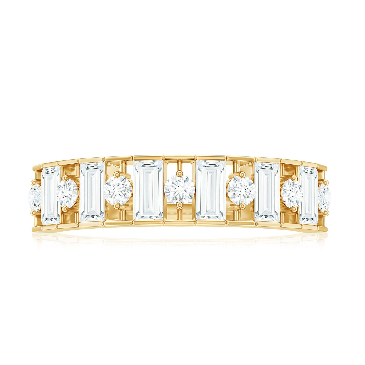 Baguette and Round Cut Moissanite Stackable Eternity Band
