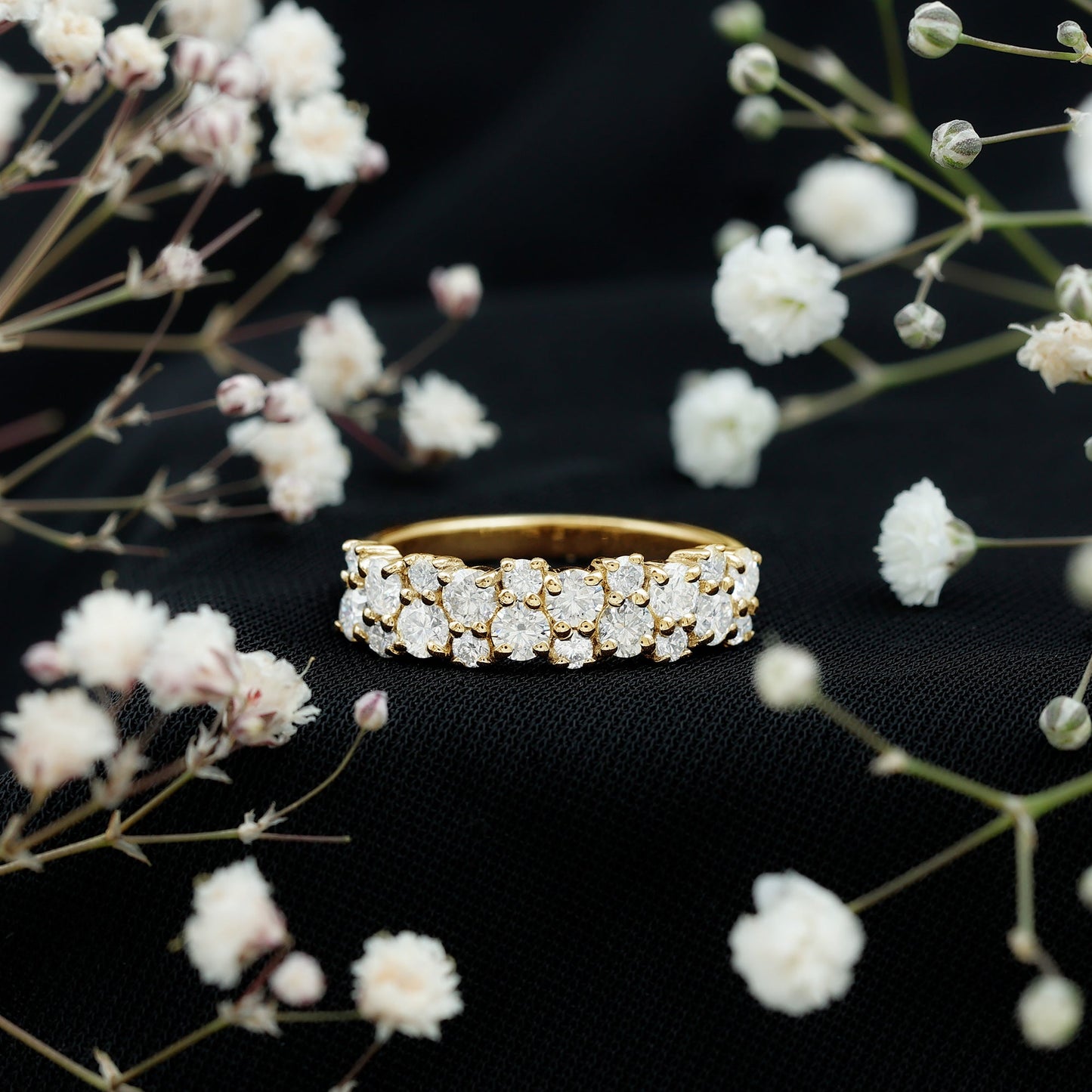 Cluster Moissanite Half Eternity Wedding Band For Her