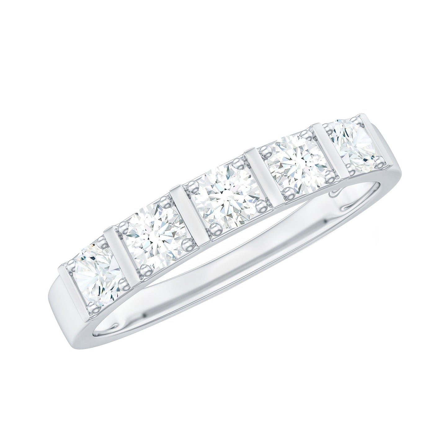 Round Cut Certified Moissanite Five Stone Anniversary Band for Men