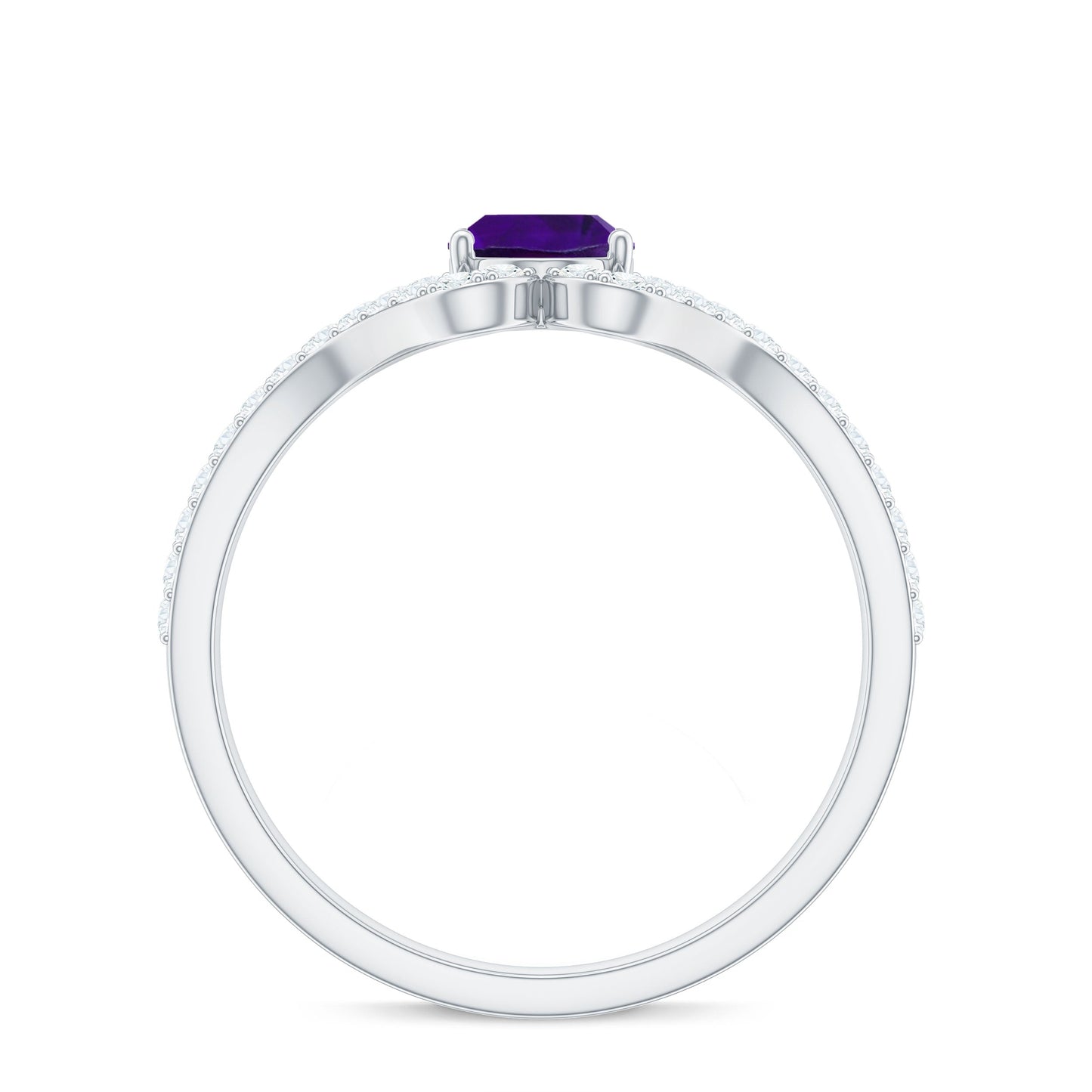 1 Carat Amethyst Oval Engagement Ring with Diamond Split Shank