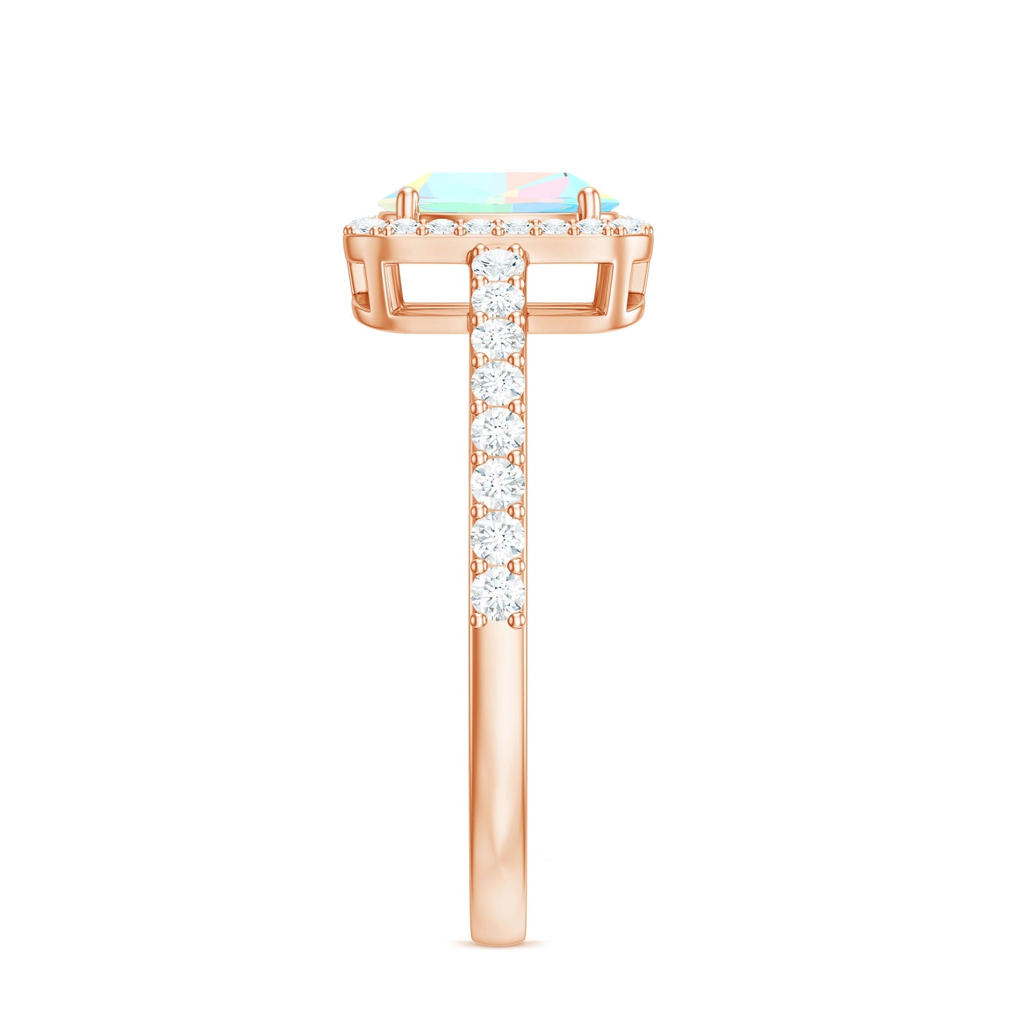 Classic Ethiopian Opal Oval Engagement Ring with Diamond Halo
