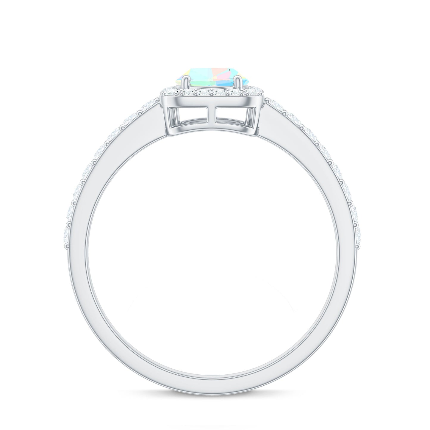 Classic Ethiopian Opal Oval Engagement Ring with Diamond Halo