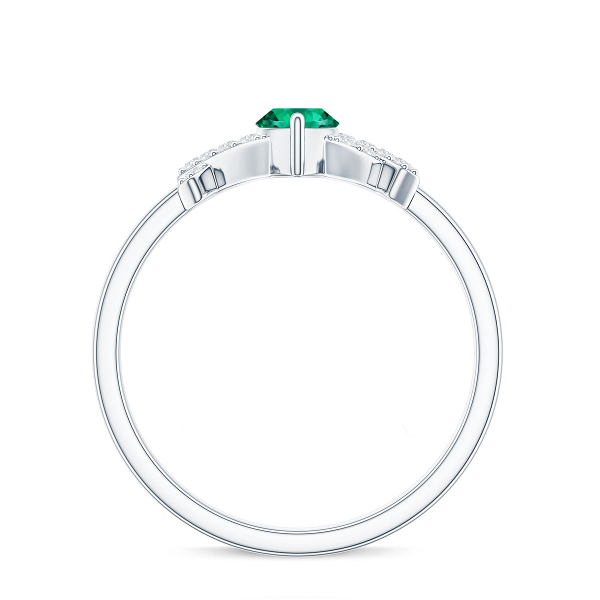 Designer Lab Grown Emerald Marquise Engagement Ring with Diamond